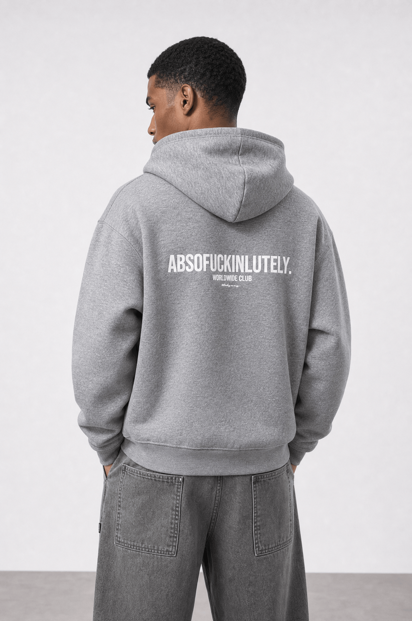 Erkek Absofuckinlutely Baskılı Oversize Hoodie Melanj