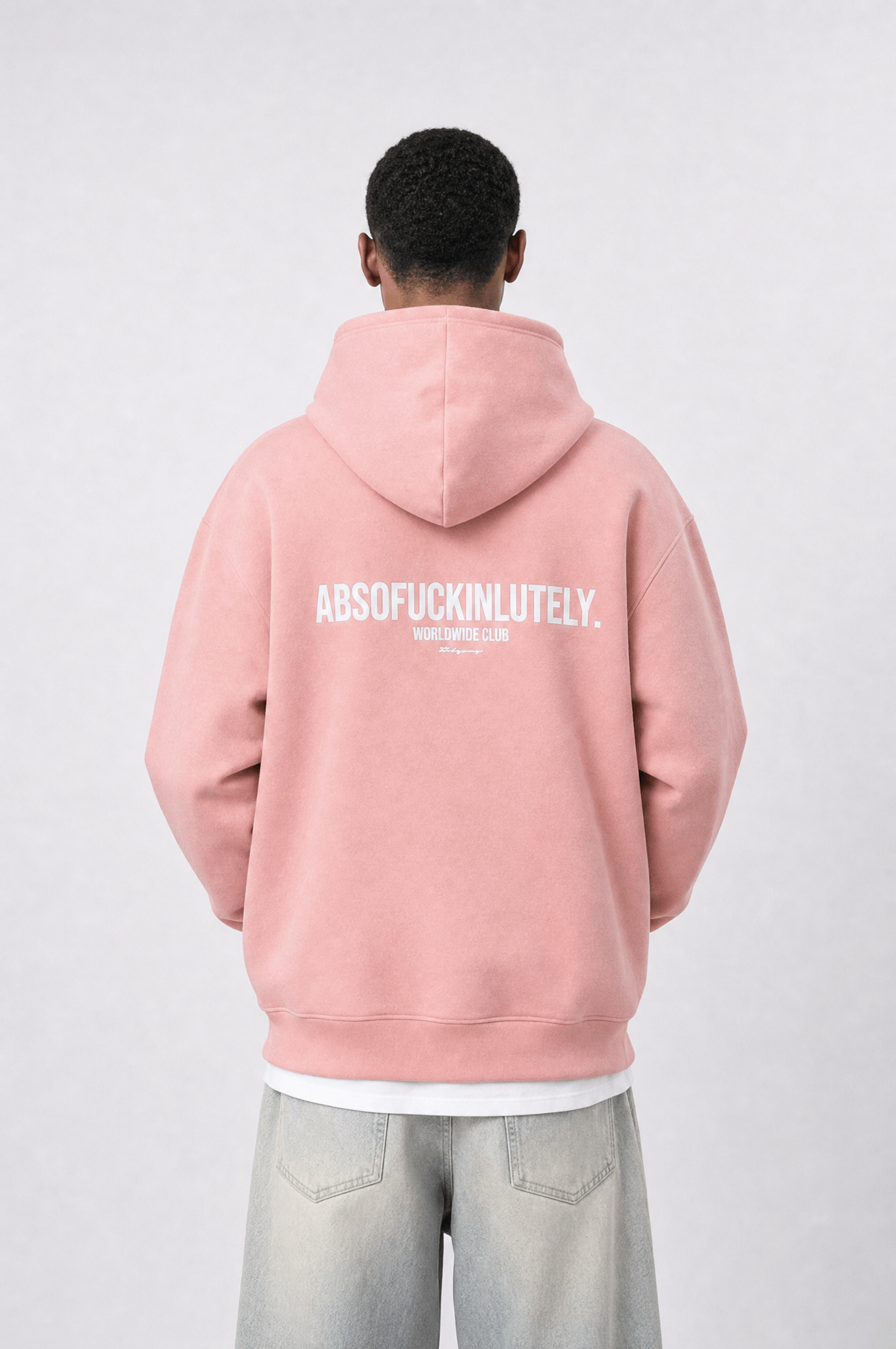 Erkek Absofuckinlutely Baskılı Oversize Hoodie Pembe