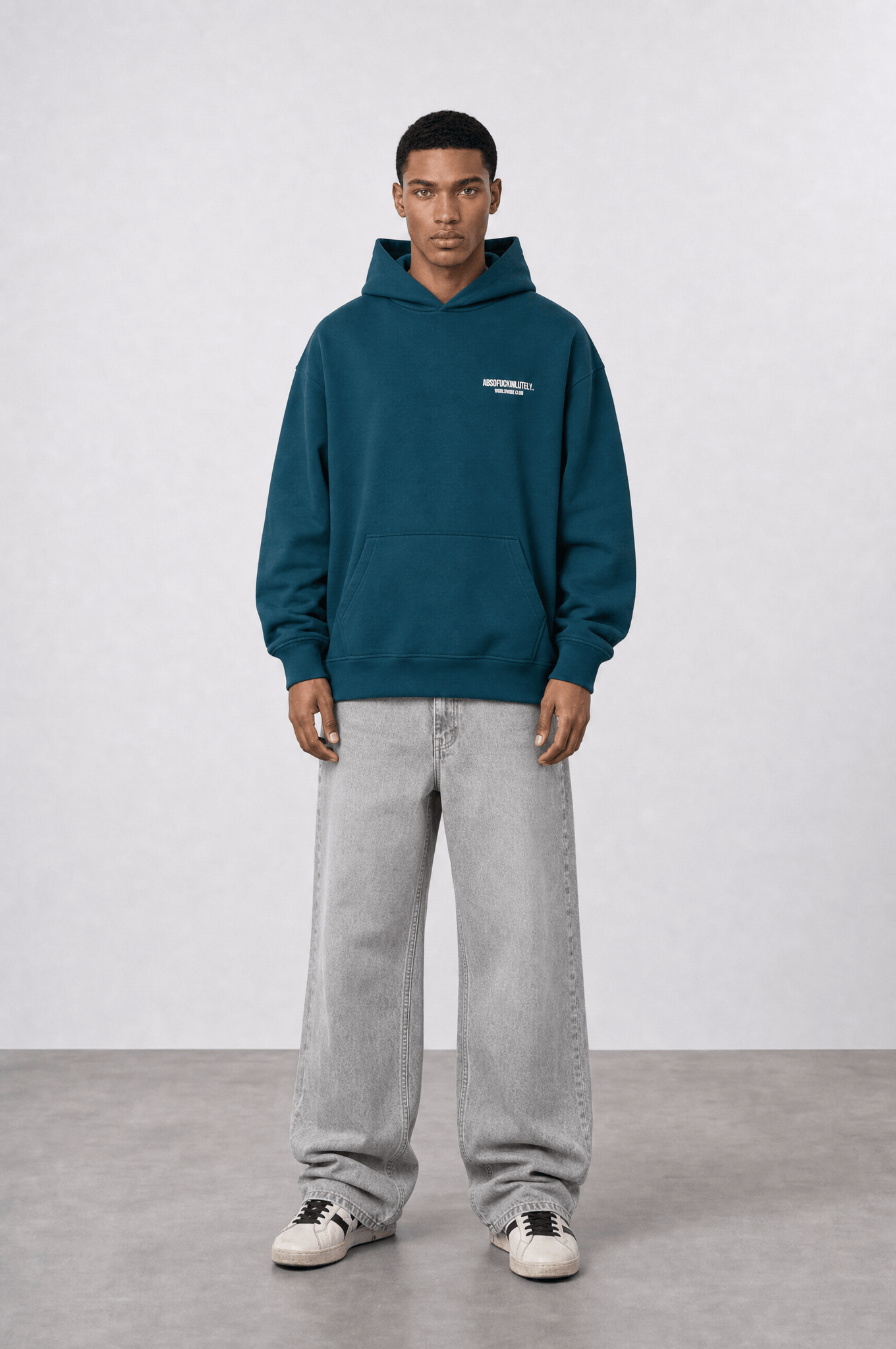 Erkek Absofuckinlutely Baskılı Oversize Hoodie Zümrüt