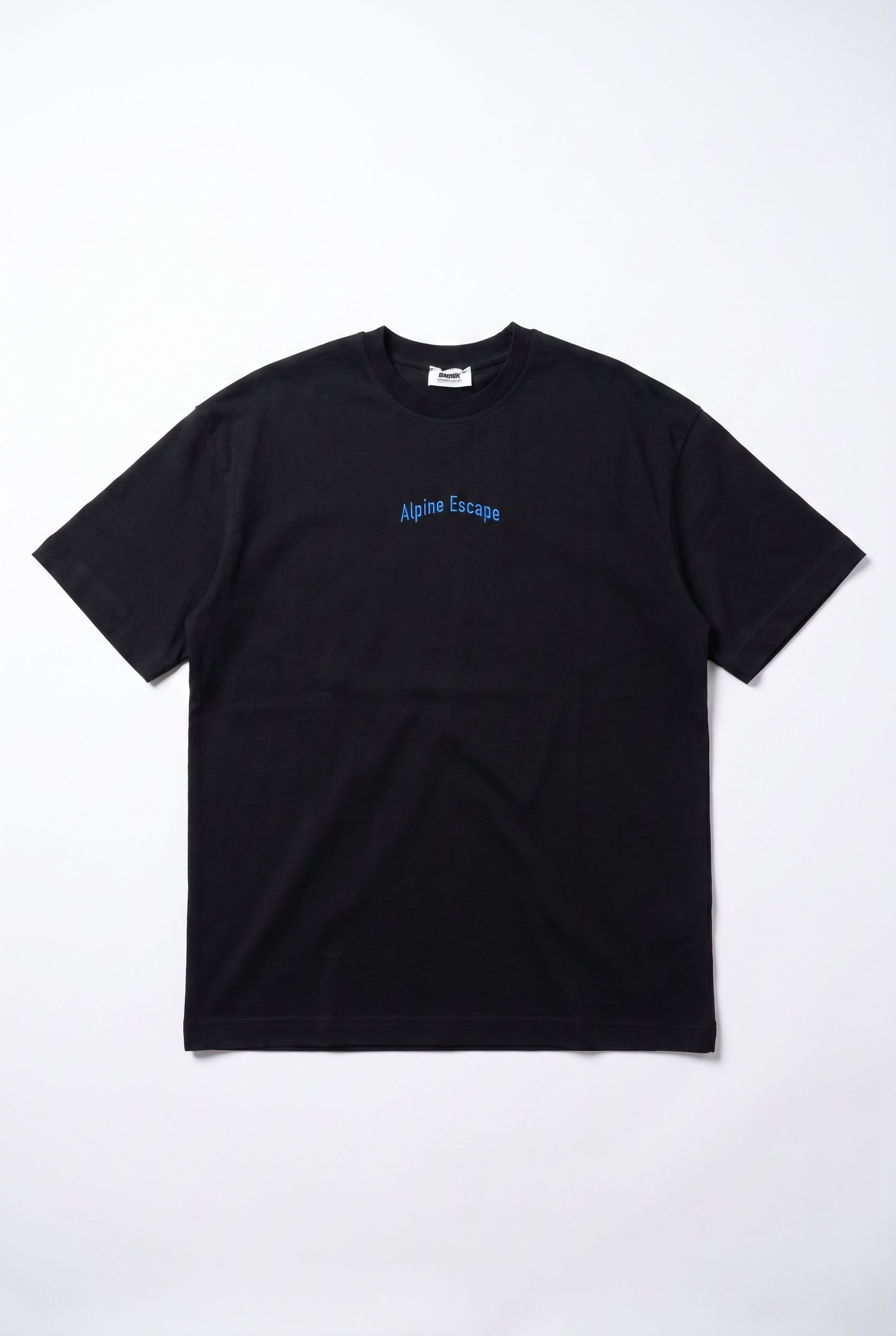 Erkek Alpine Nakışlı Oversize T-Shirt Siyah