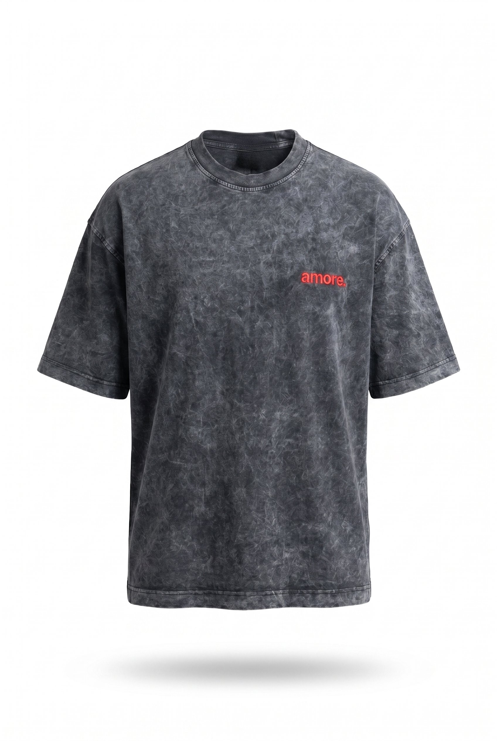 Erkek Amore Baskılı Oversize T-Shirt Siyah