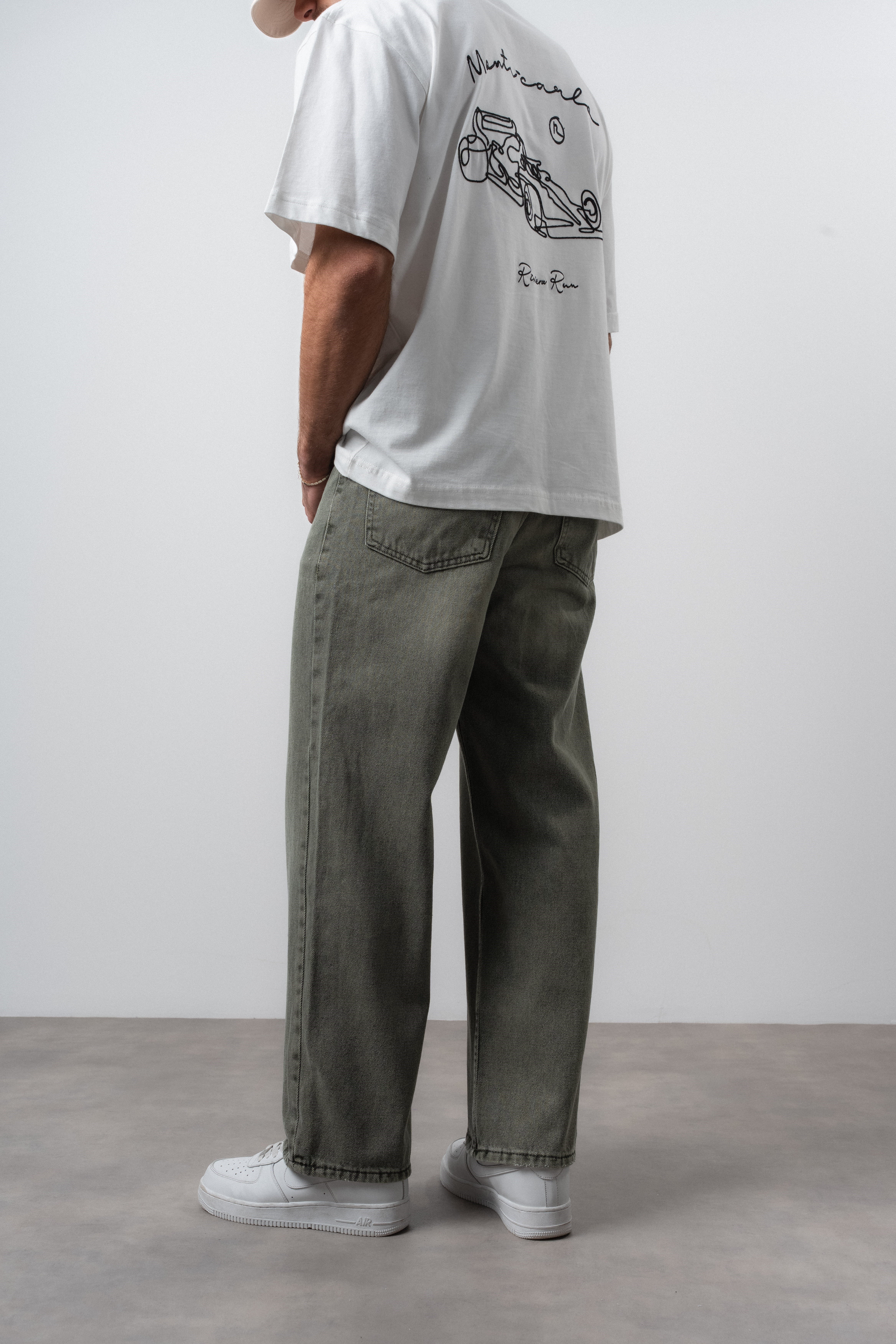 Erkek Basic Baggy Jean Haki