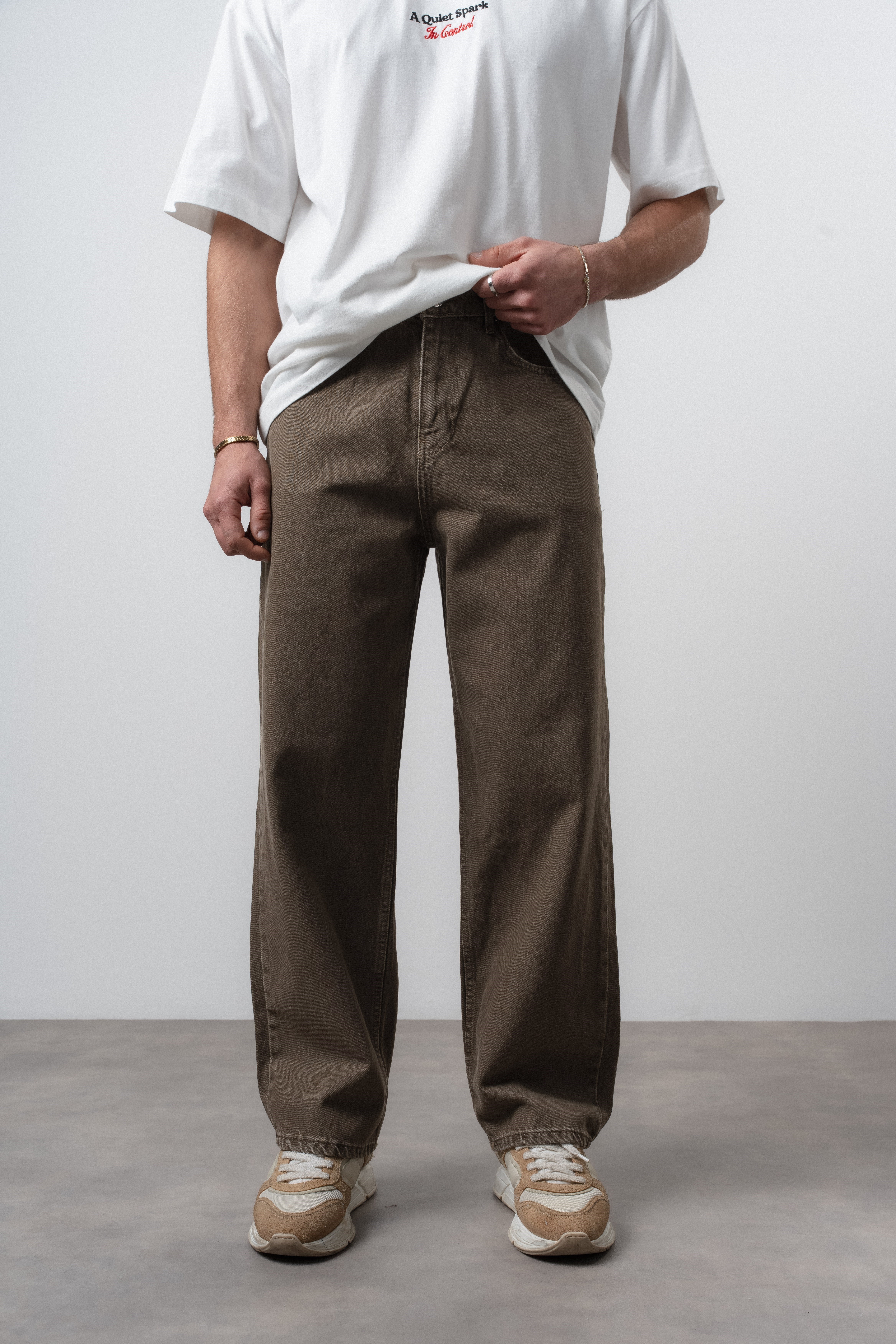 Erkek Basic Baggy Jean Kahve