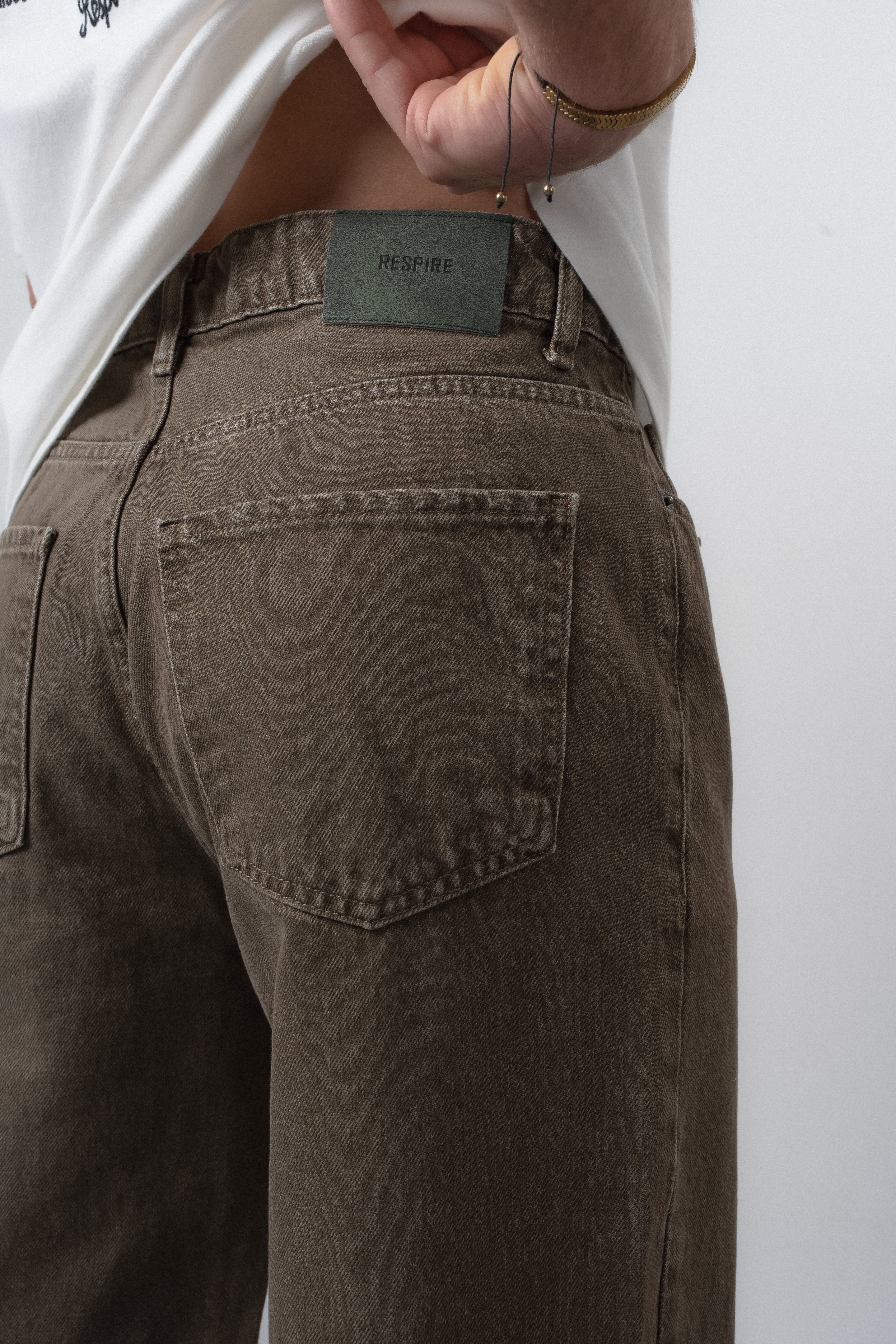 Erkek Basic Baggy Jean Kahve