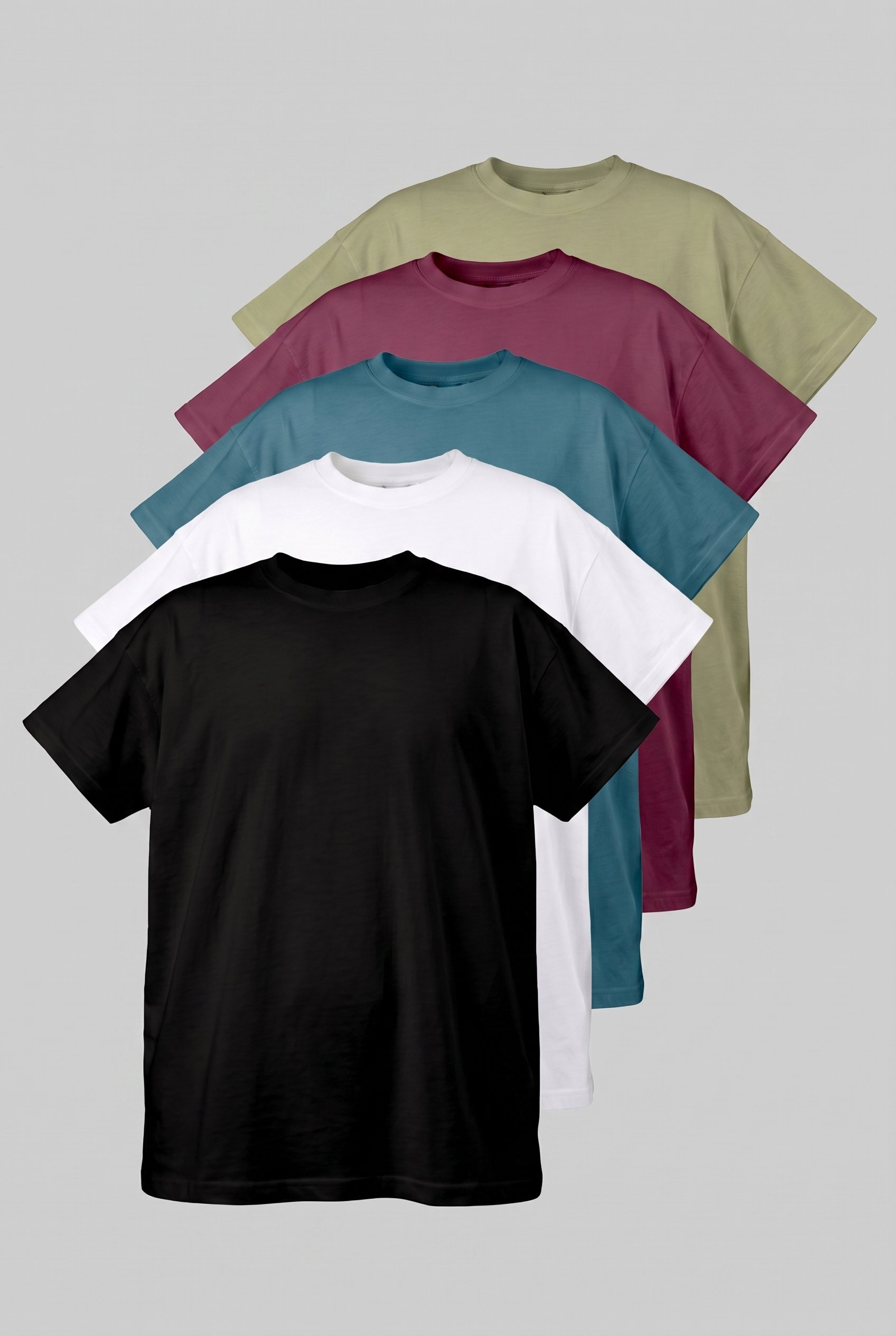 Erkek Basic Oversize T-Shirt 5'li Set