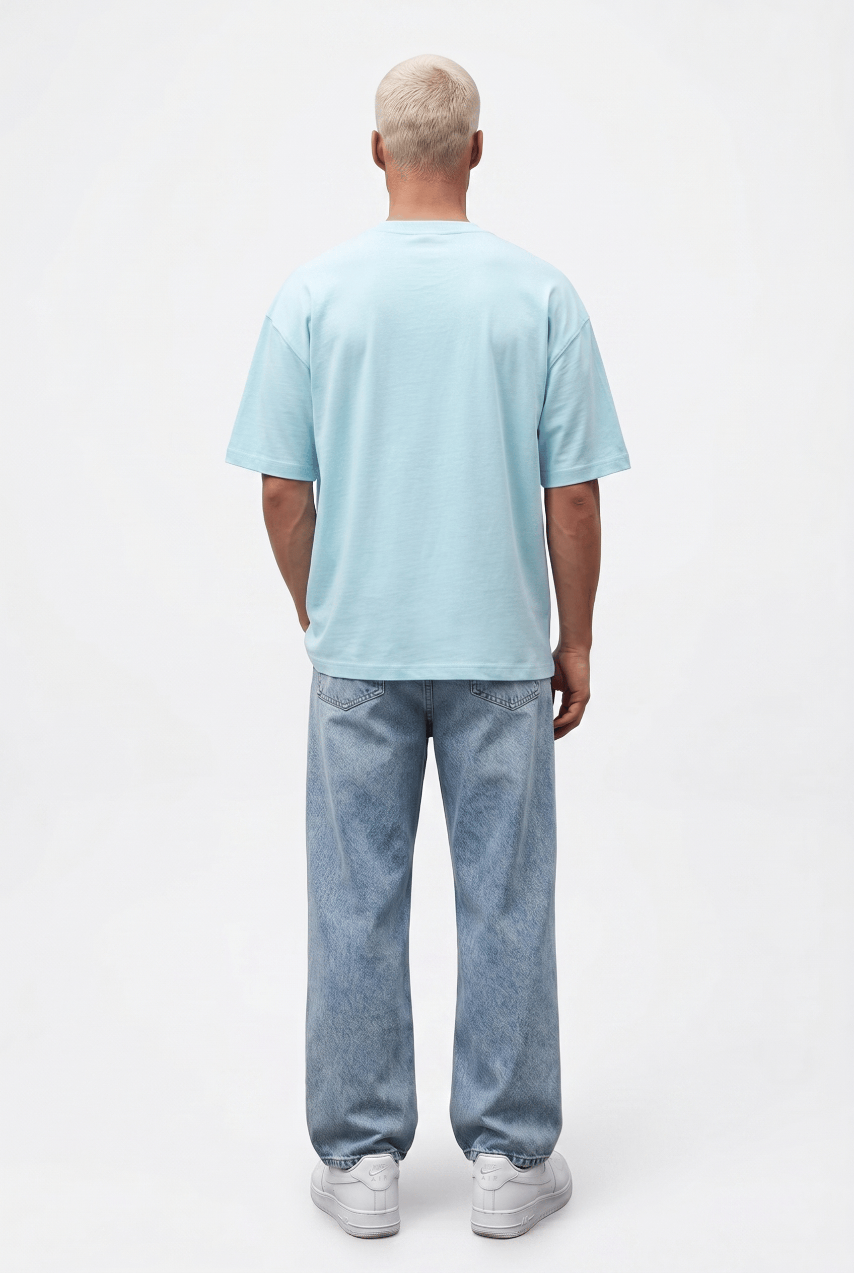 Erkek Basic Oversize T-Shirt Bebe Mavi