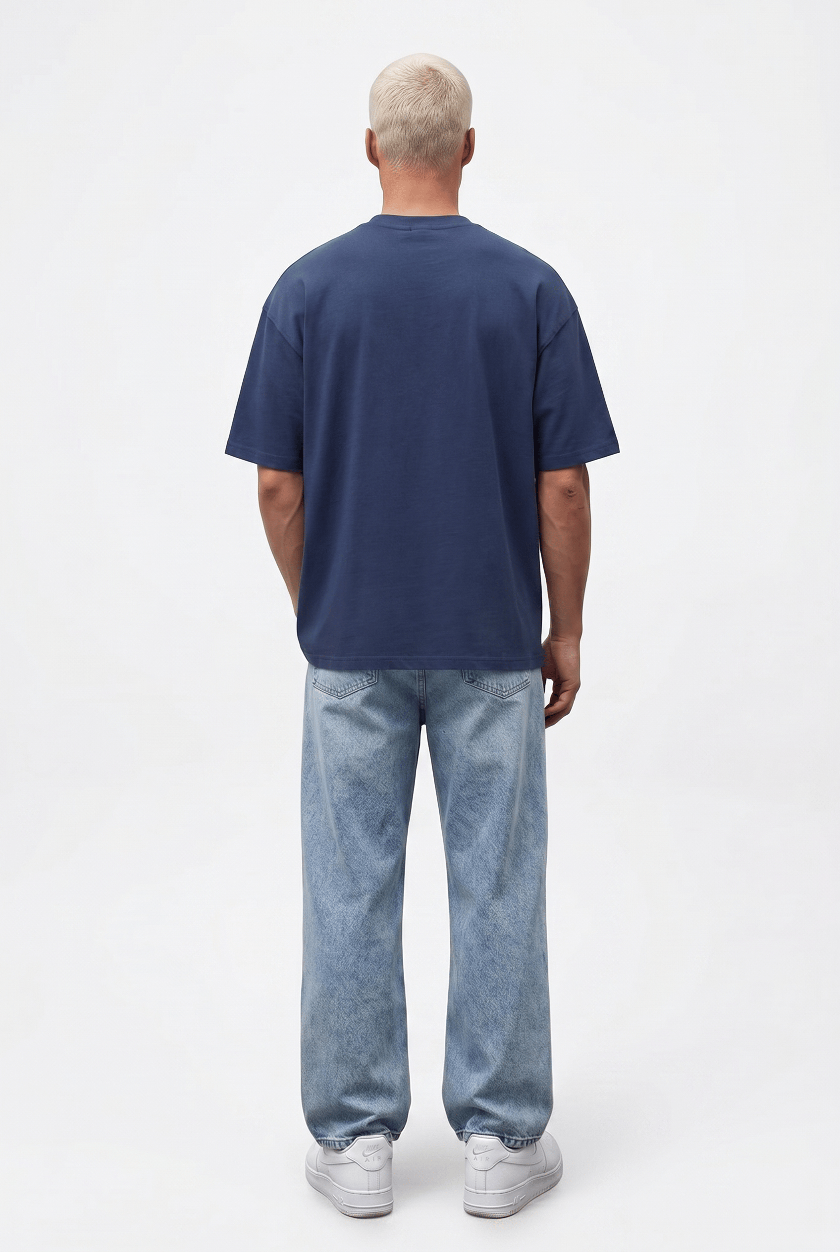 Erkek Basic Oversize T-Shirt Lacivert