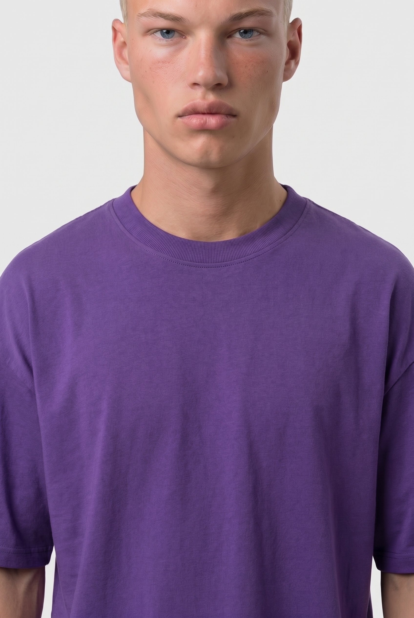Erkek Basic Oversize T-Shirt Mor