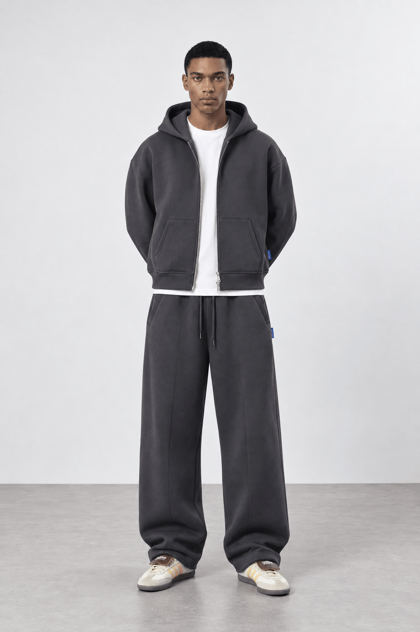 Erkek Basic Panda Baggy Eşofman Altı Füme