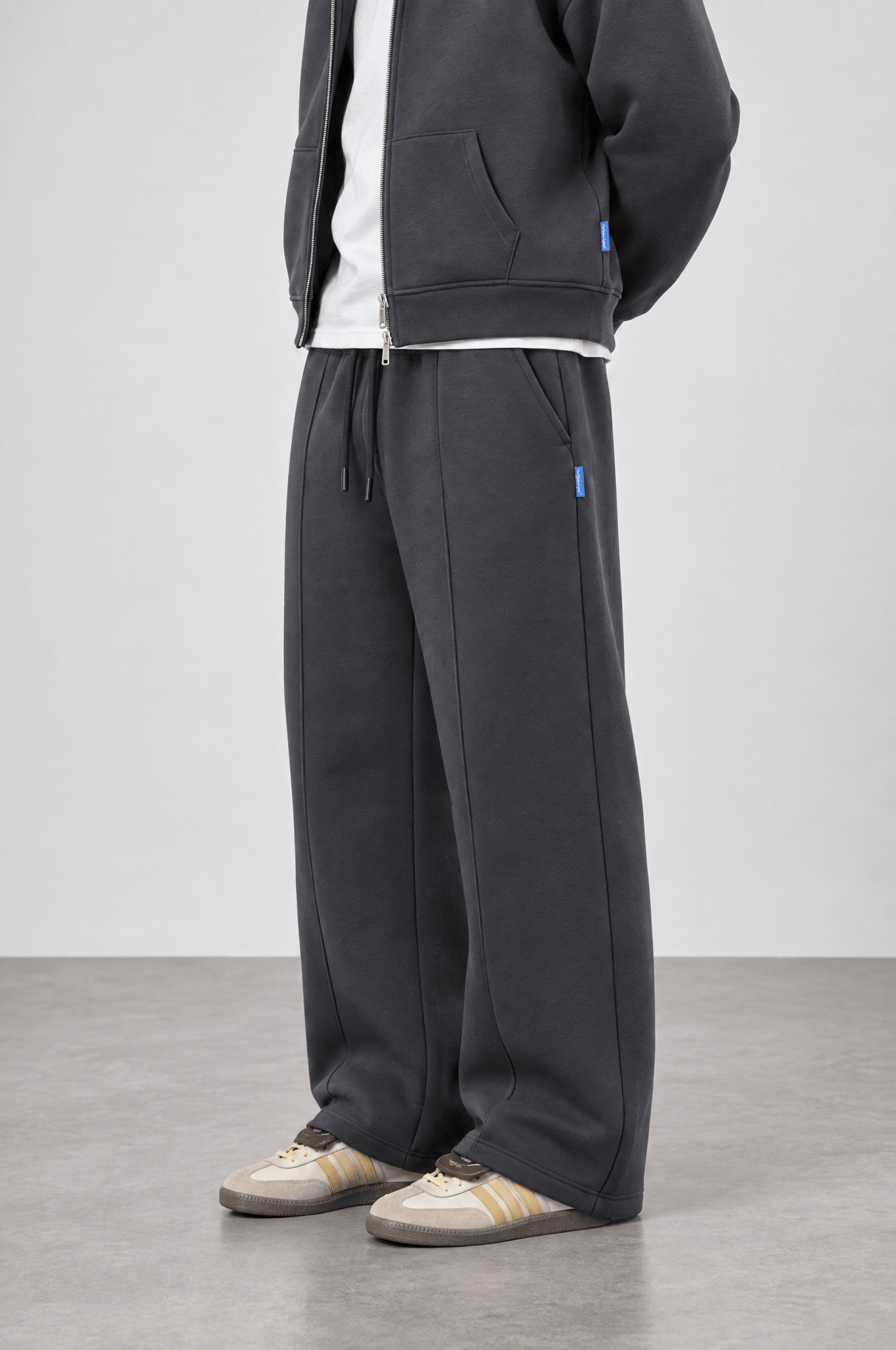 Erkek Basic Panda Baggy Eşofman Altı Füme