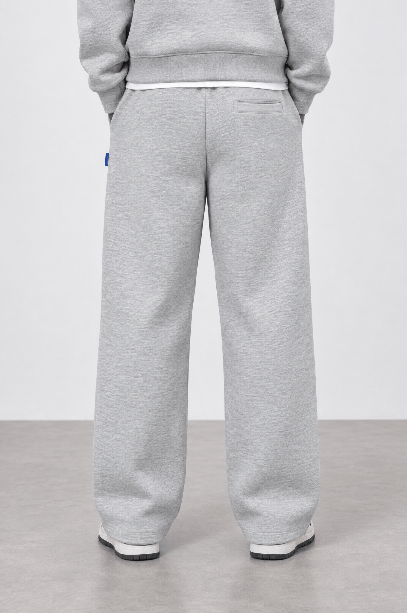 Erkek Basic Panda Baggy Eşofman Altı Gri Melanj