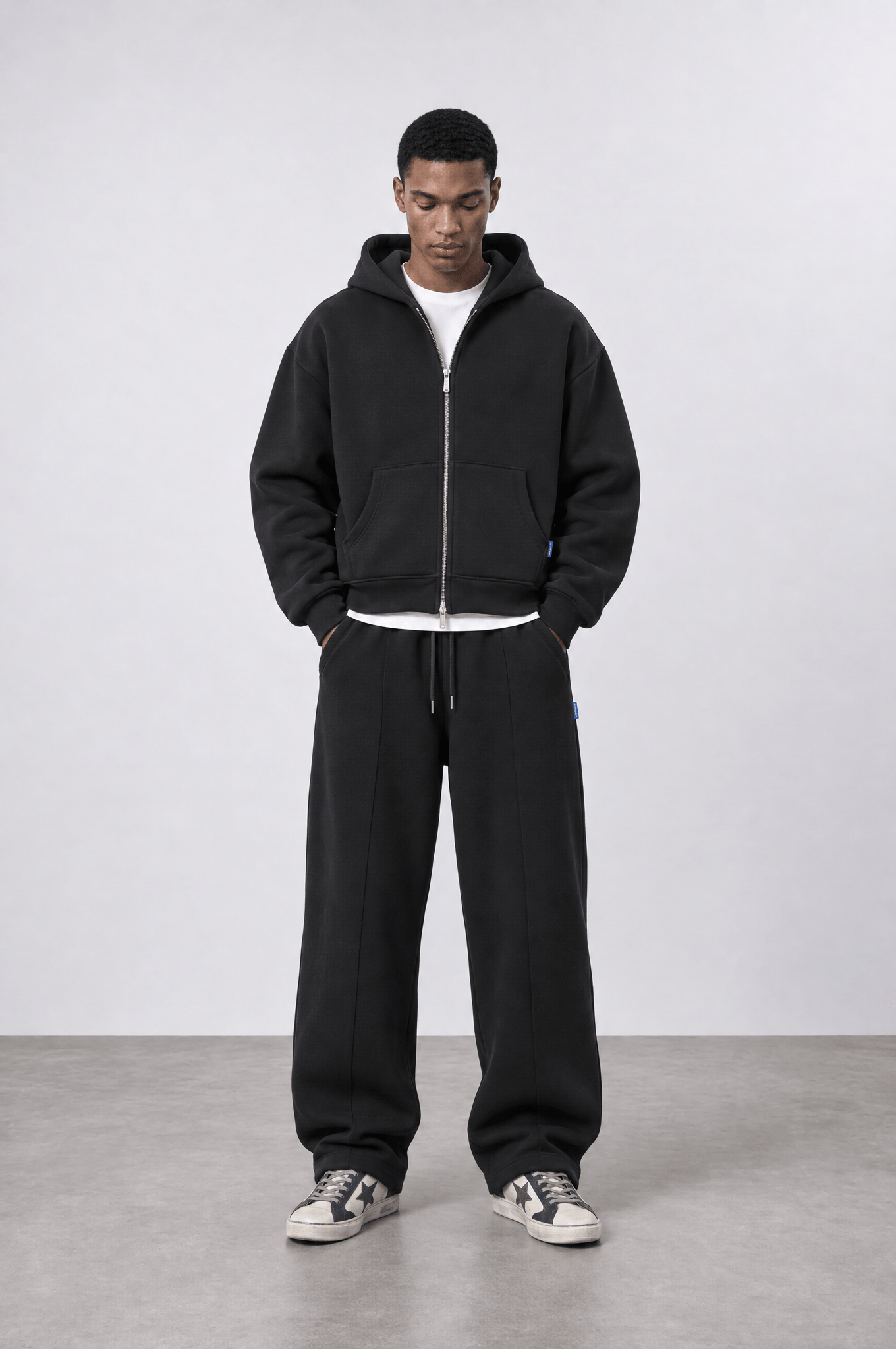 Erkek Basic Panda Baggy Eşofman Altı Siyah