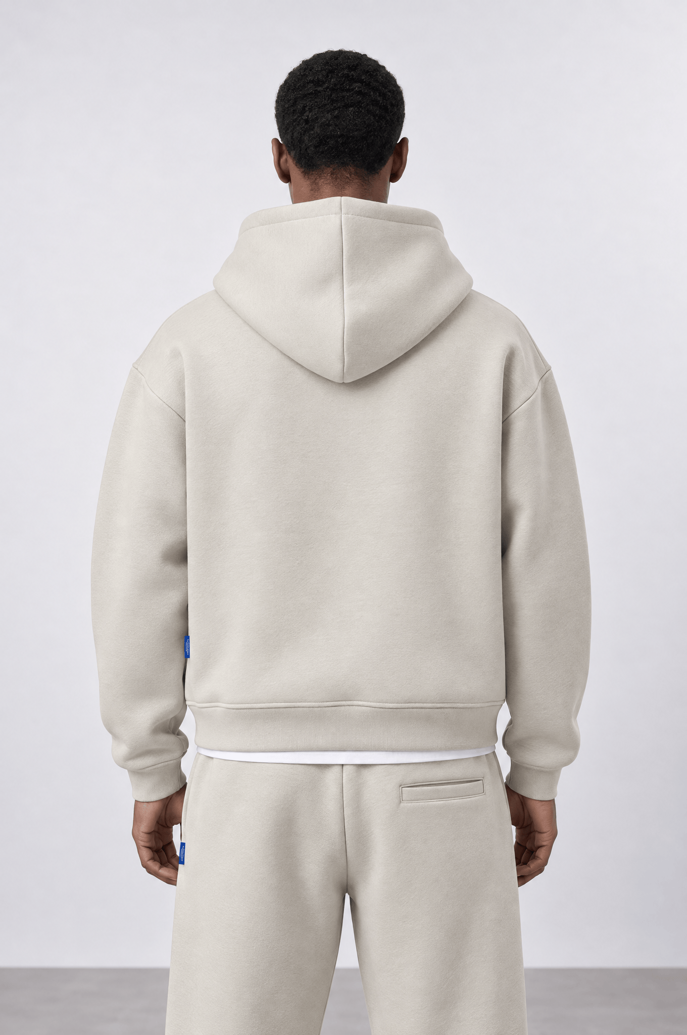 Erkek Basic Panda Oversize Zip Bej