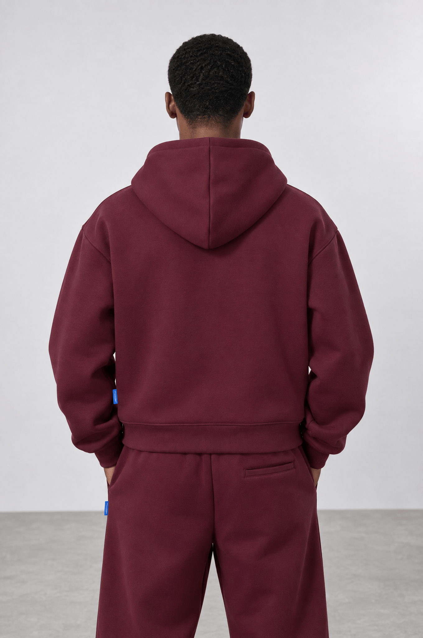 Erkek Basic Panda Oversize Zip Bordo