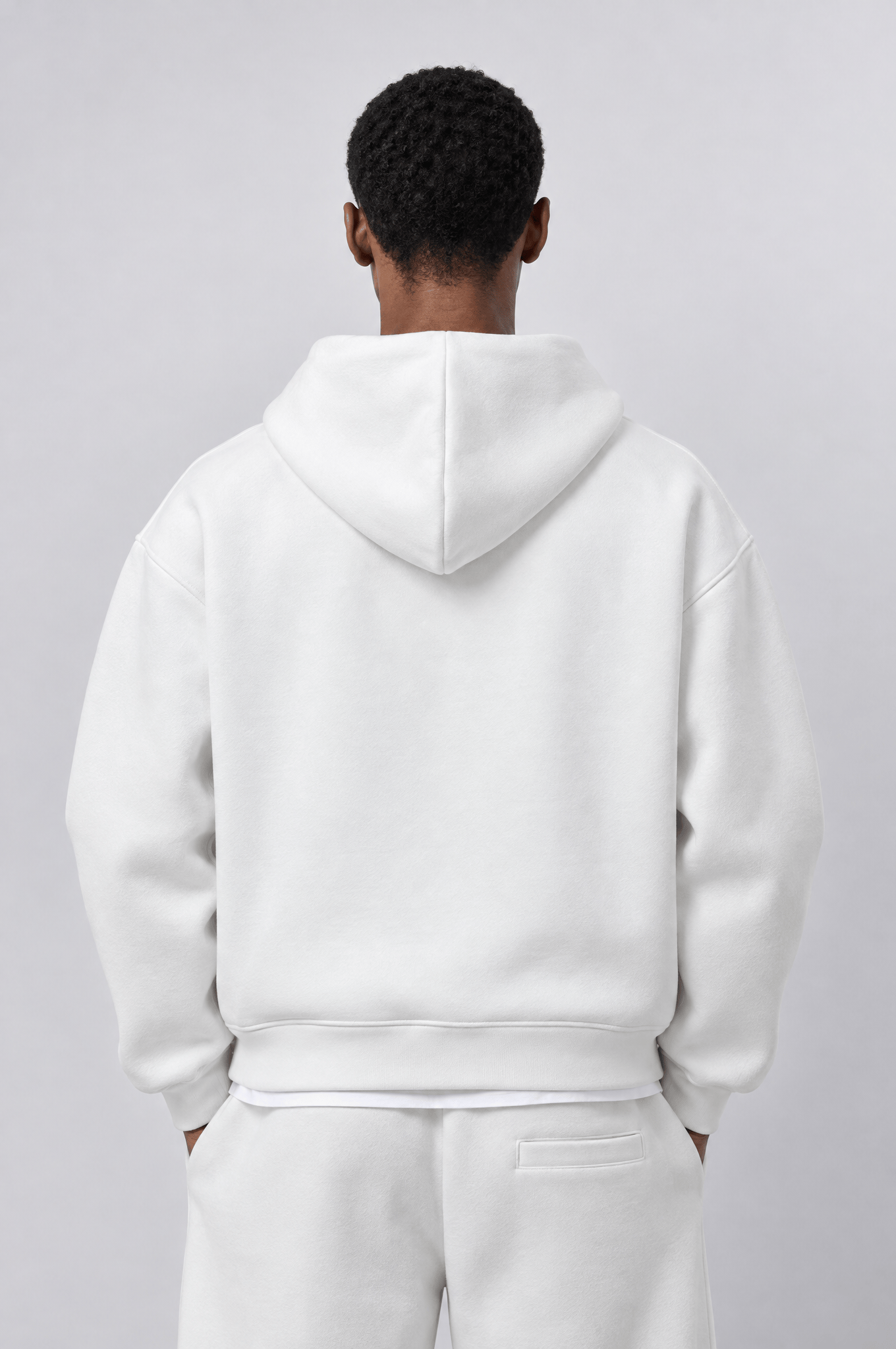 Erkek Basic Panda Oversize Zip Ekru