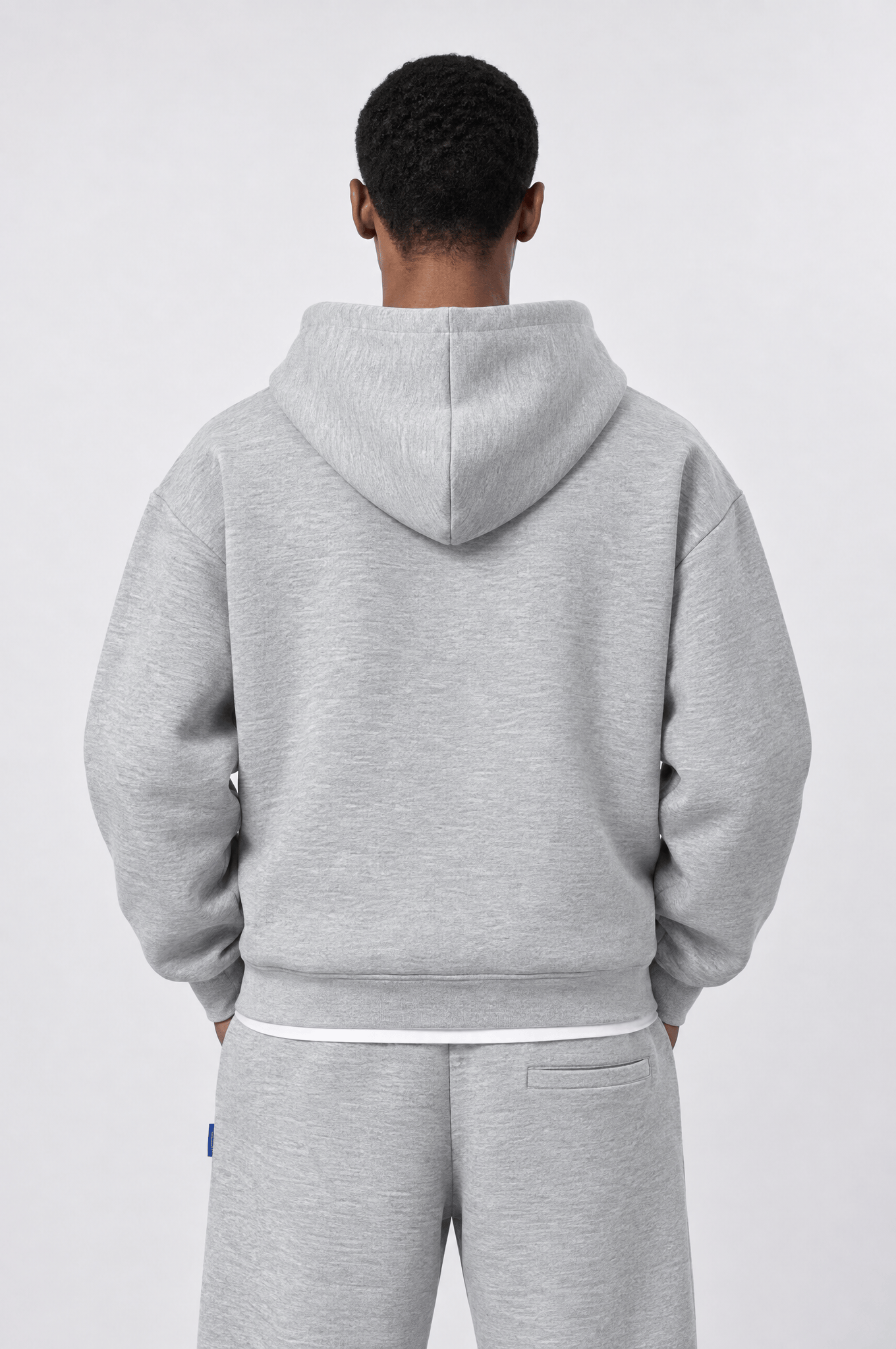 Erkek Basic Panda Oversize Zip Gri Melanj