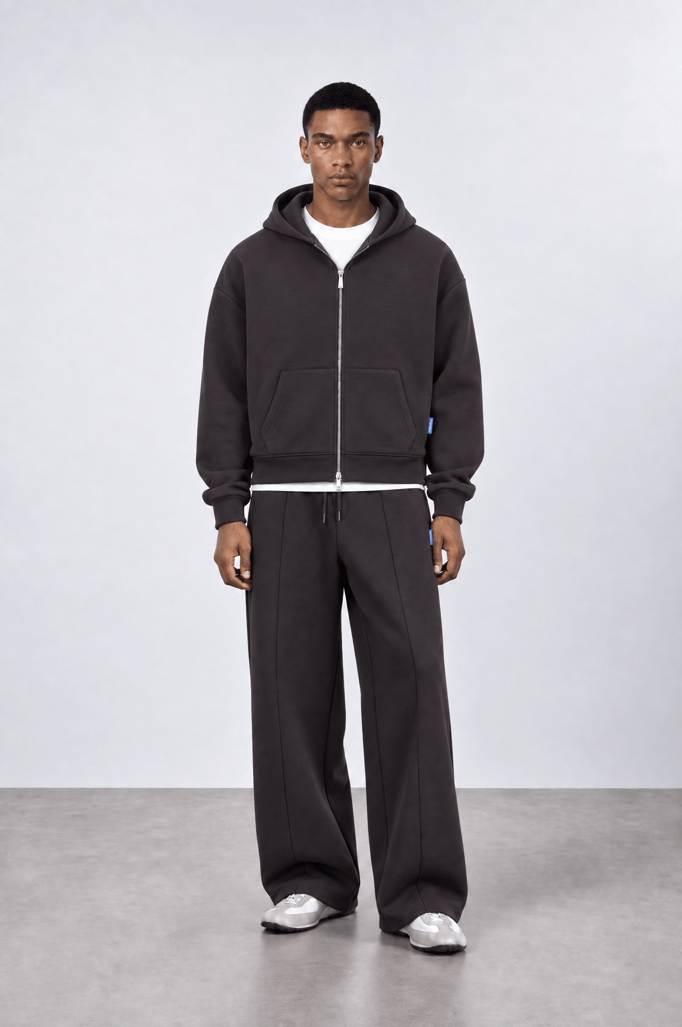 Erkek Basic Panda Oversize Zip Kahve