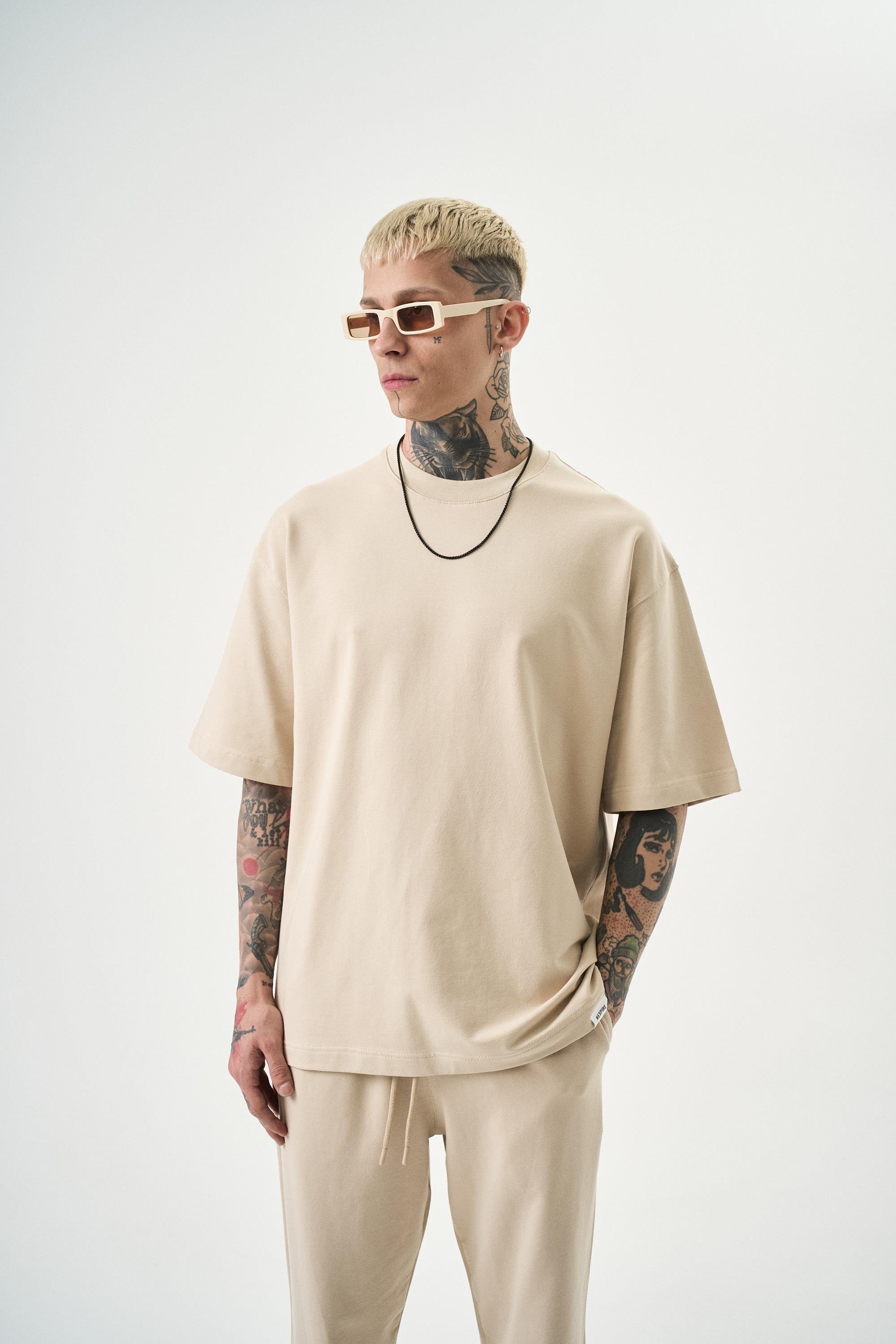 Erkek Basic T-Shirt Bej