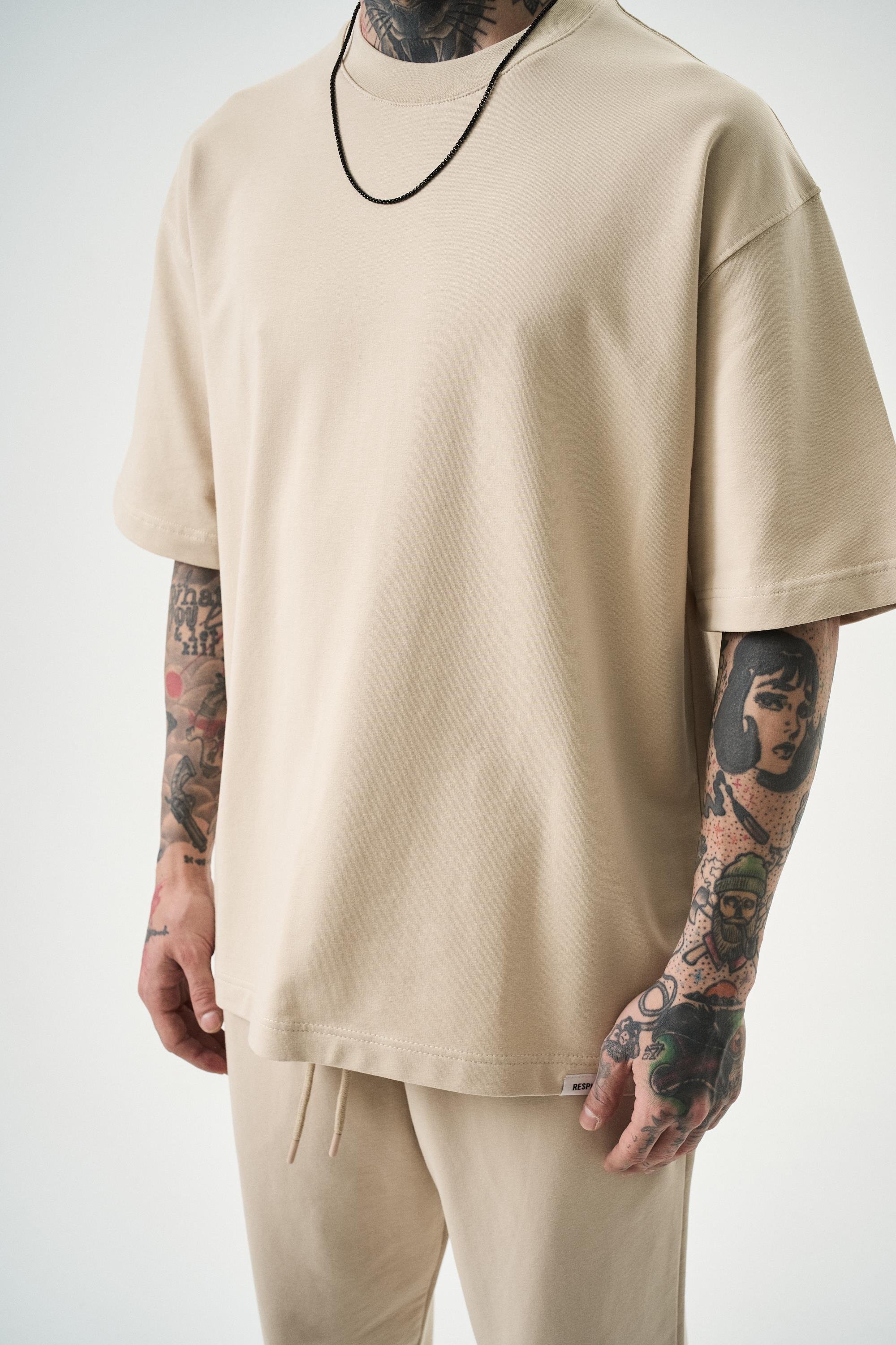 Erkek Basic T-Shirt Bej