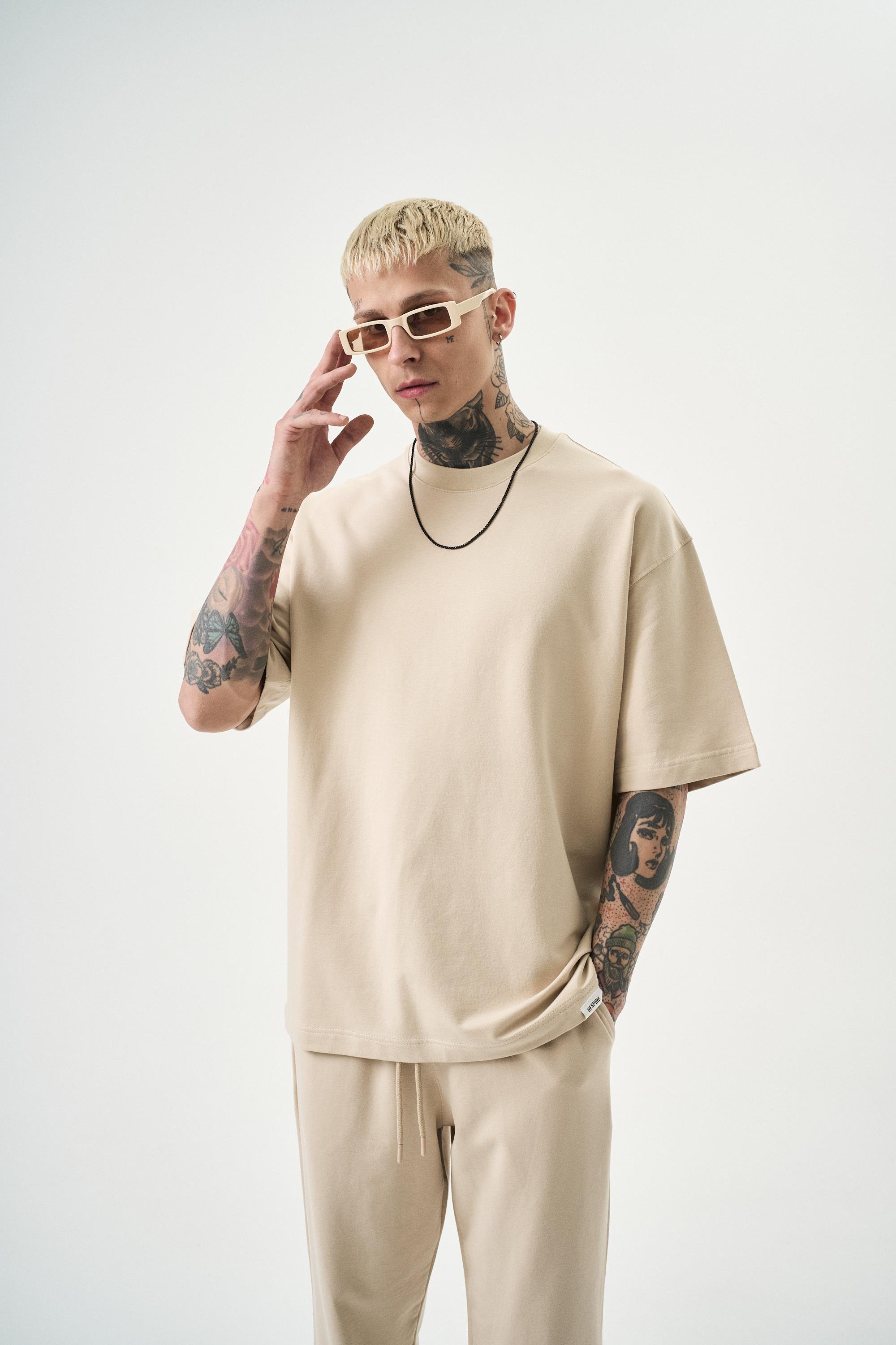 Erkek Basic T-Shirt Bej