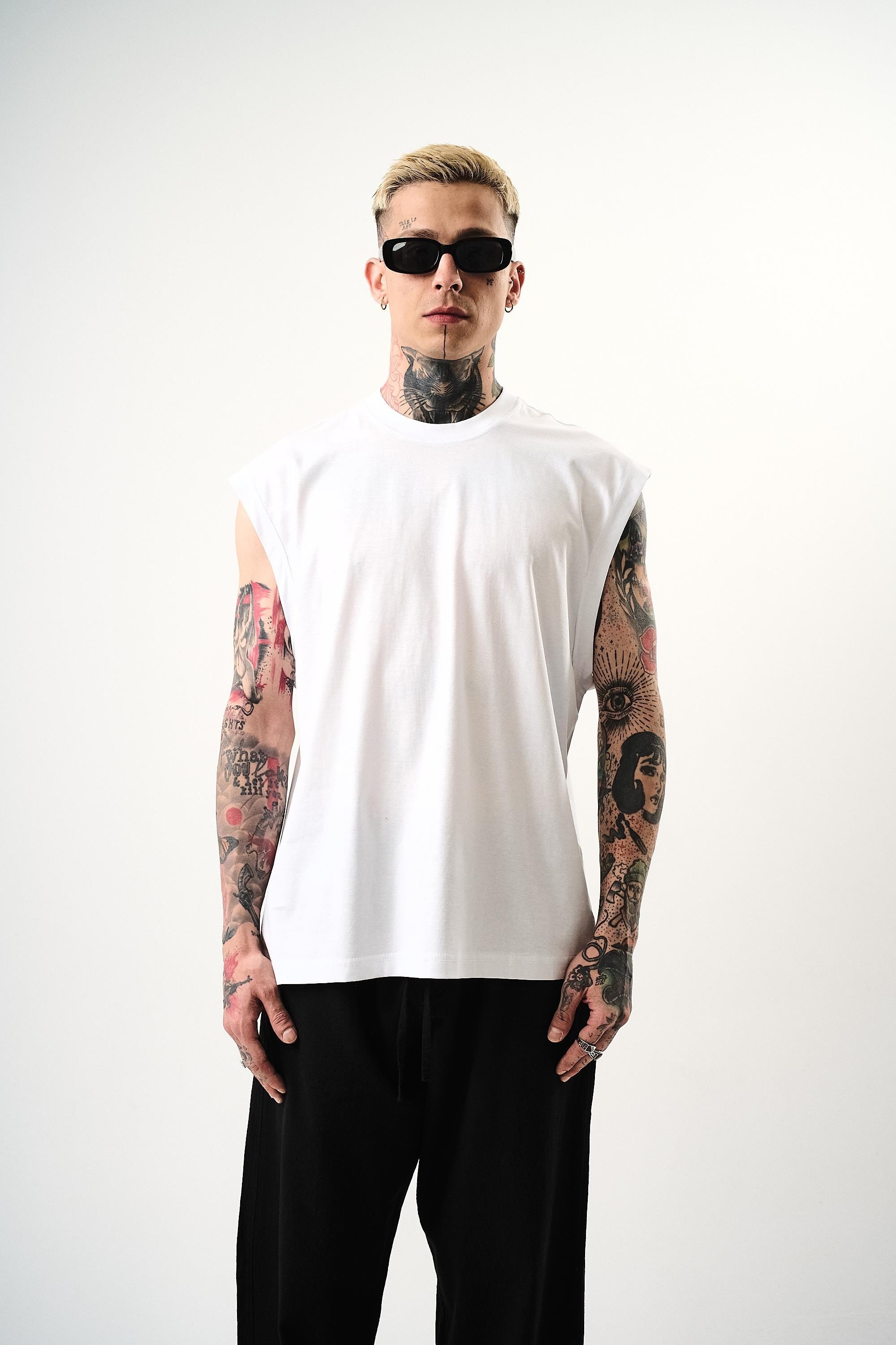 Erkek Basic Tank Top Atlet Beyaz
