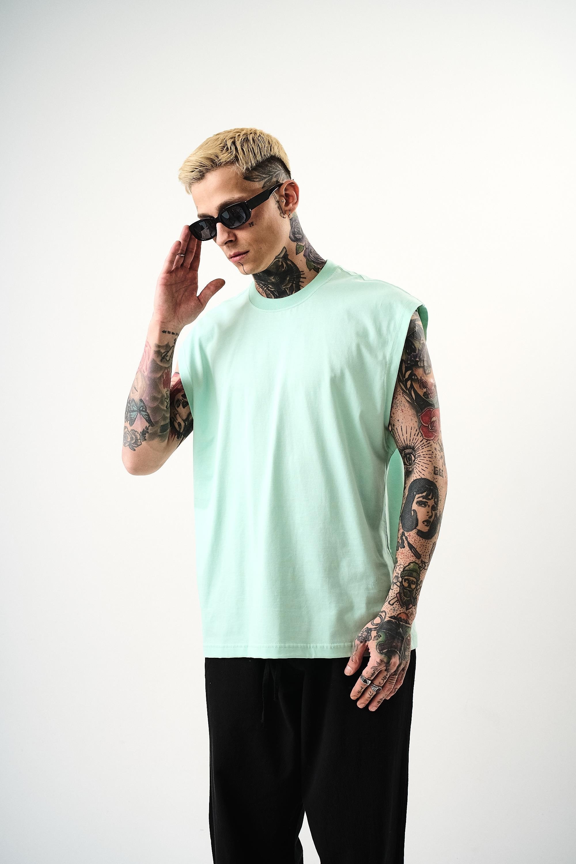 Erkek Basic Tank Top Atlet Su Yeşili