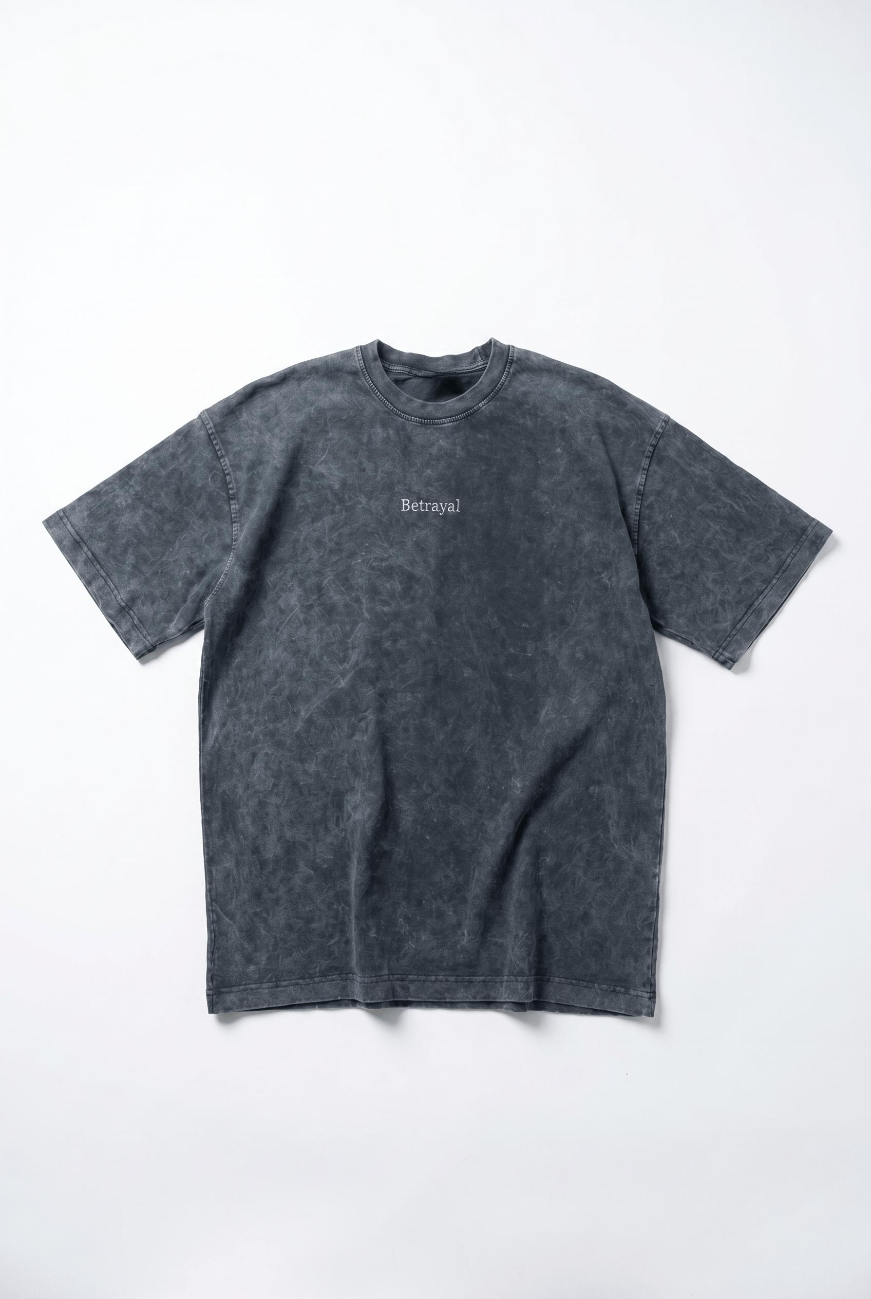 Erkek Betrayal Baskılı Yıkamalı Oversize T-Shirt Siyah