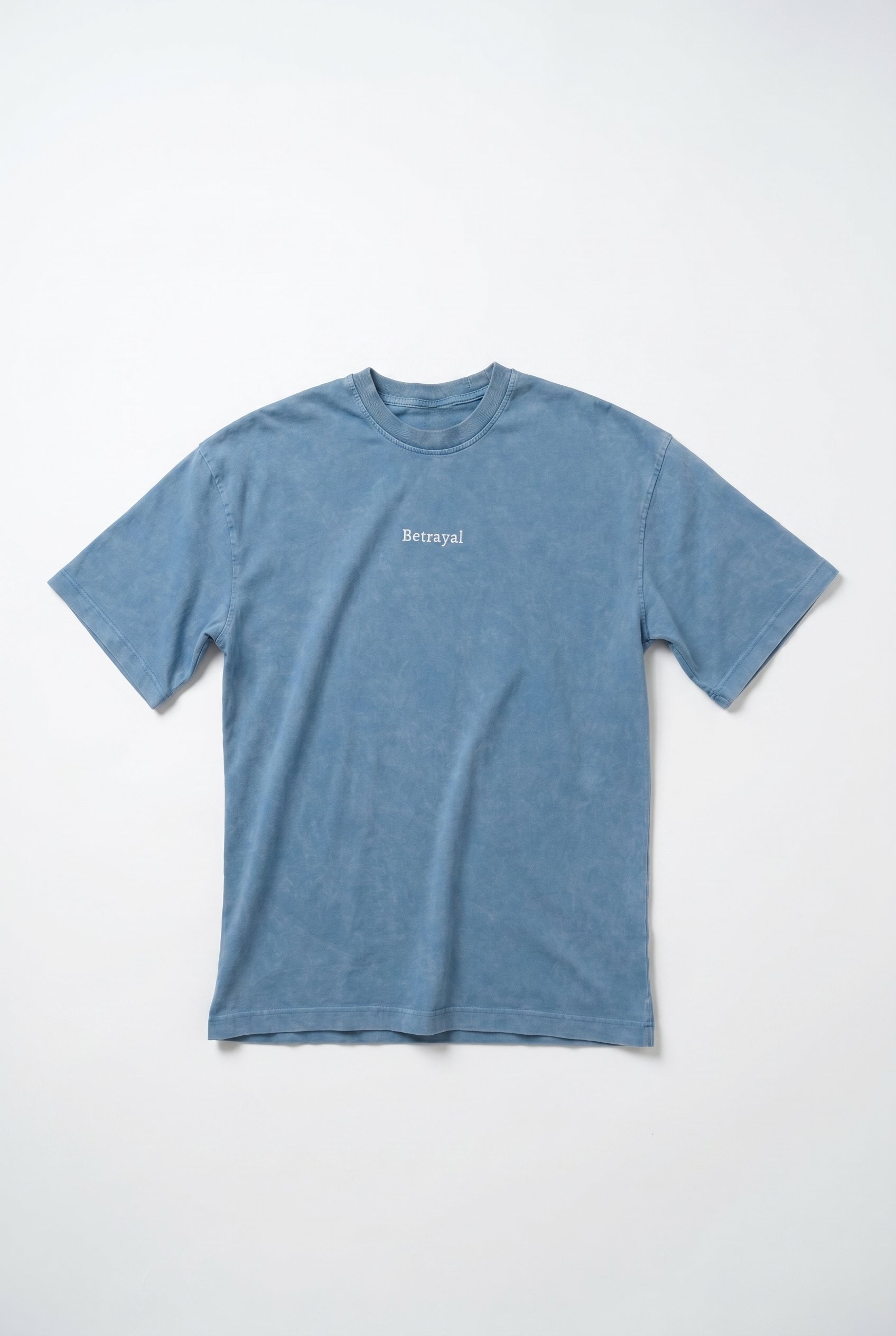 Erkek Betrayal Baskılı Yıkamalı Oversize T-Shirt Bebe Mavi