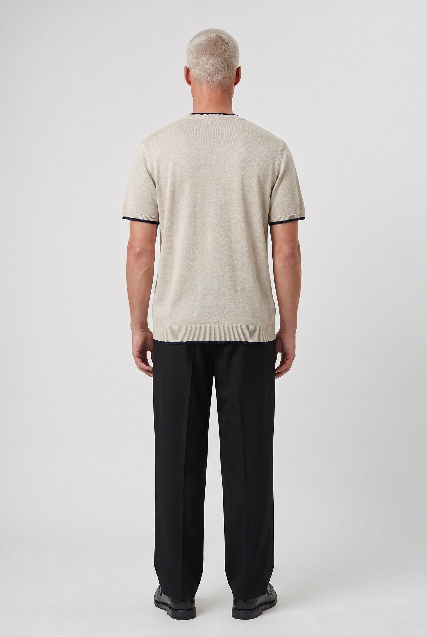 Erkek Bisiklet Yaka Regular Fit Triko T-Shirt Bej