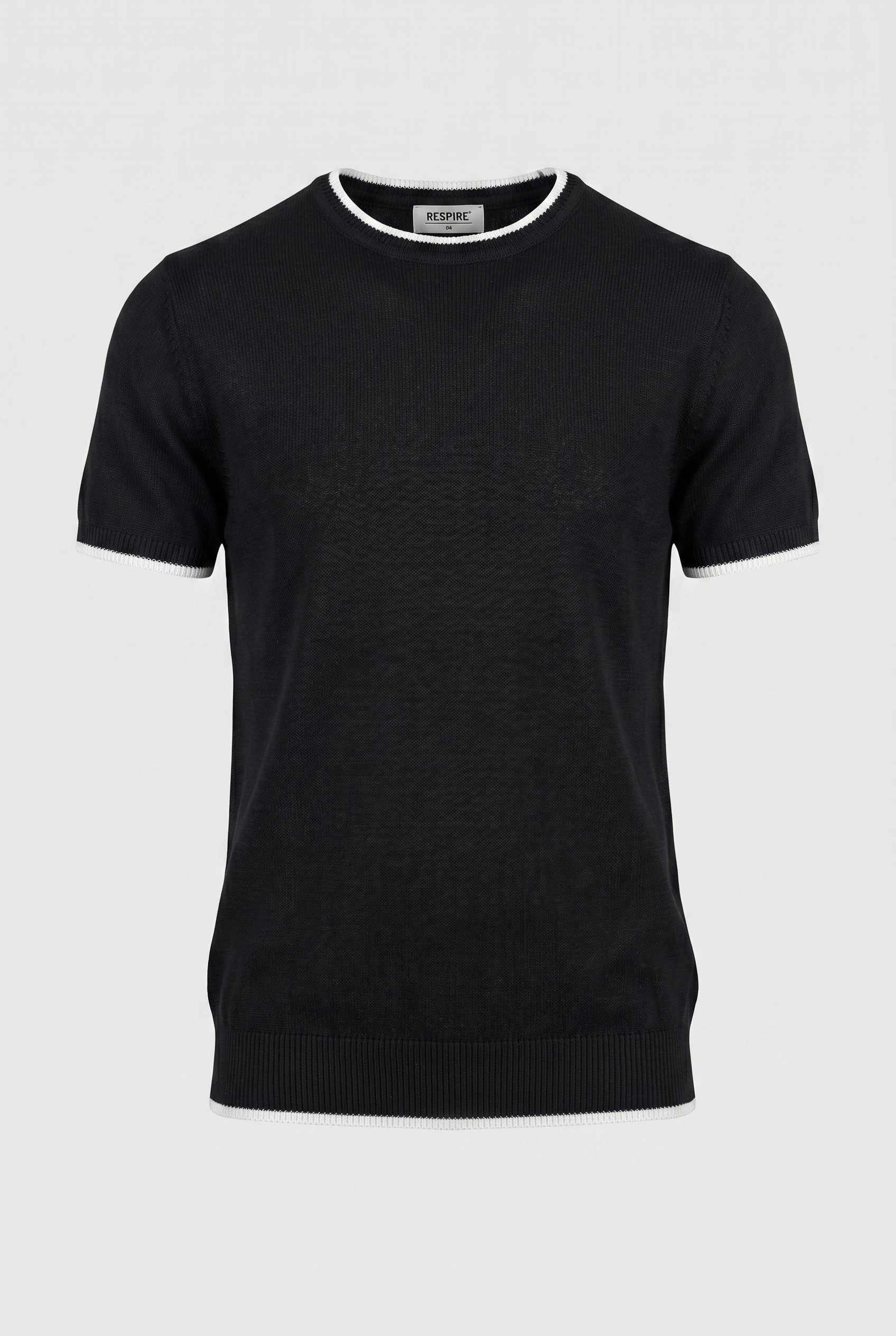 Erkek Bisiklet Yaka Regular Fit Triko T-Shirt Siyah
