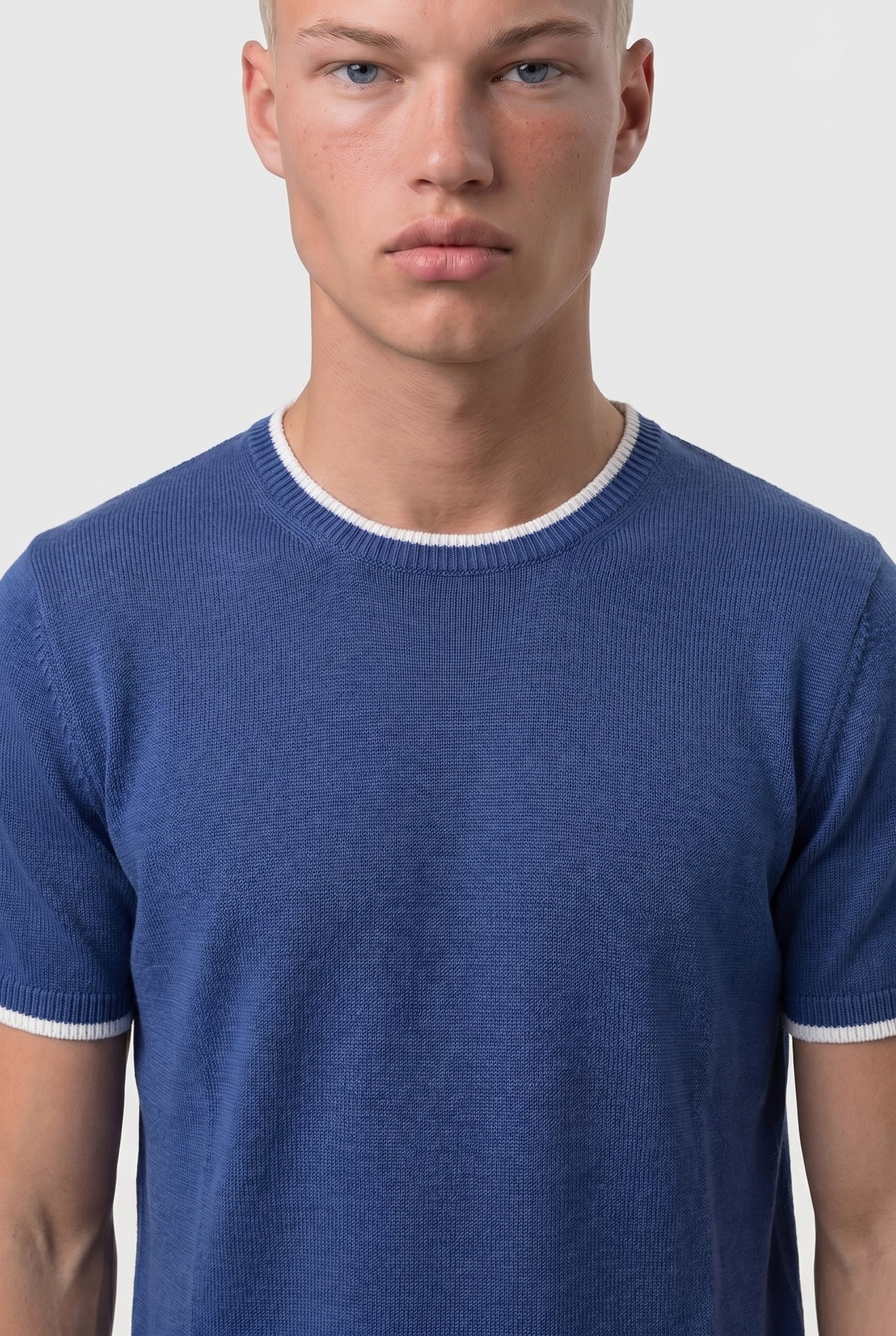 Erkek Bisiklet Yaka Regular Fit Triko T-Shirt Lacivert