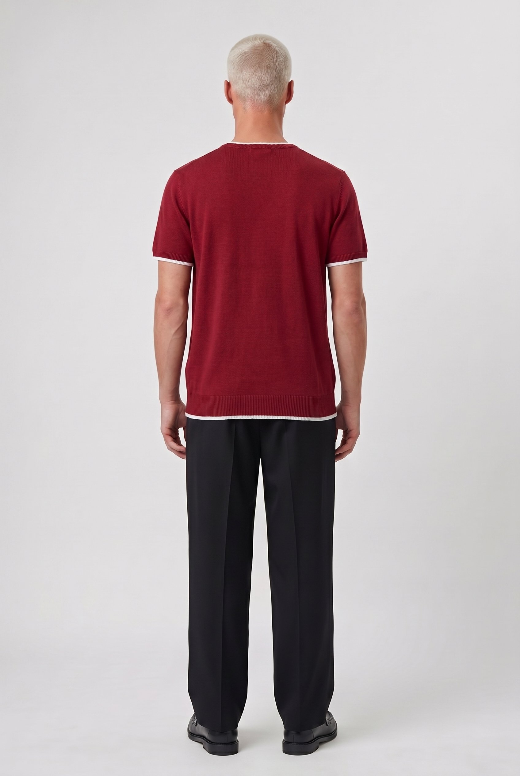 Erkek Bisiklet Yaka Regular Fit Triko T-Shirt Kırmızı