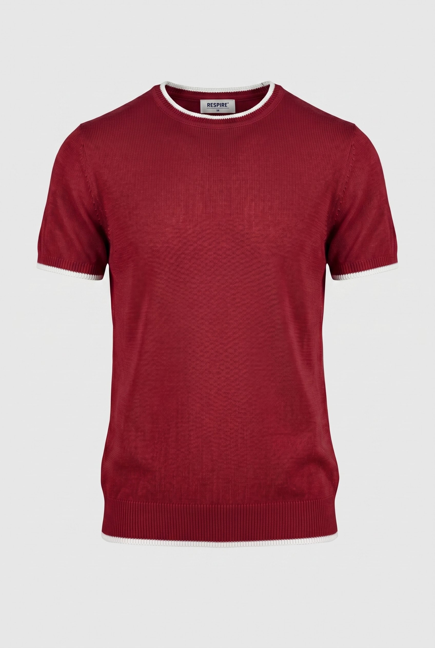 Erkek Bisiklet Yaka Regular Fit Triko T-Shirt Kırmızı