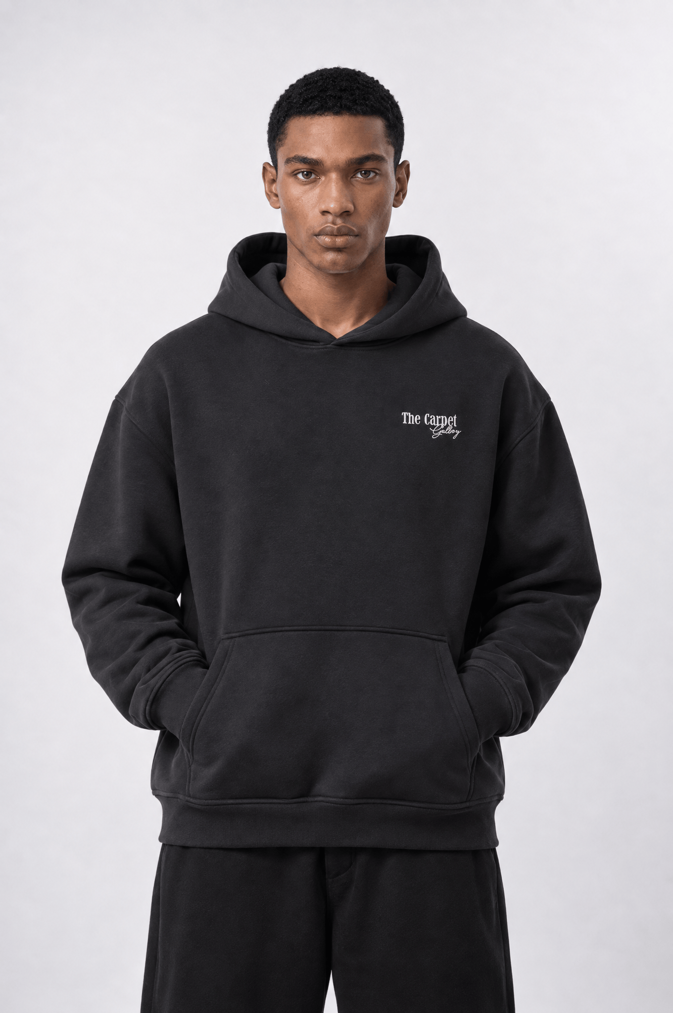 Erkek Carpet Patch Detaylı Oversize Hoodie Siyah