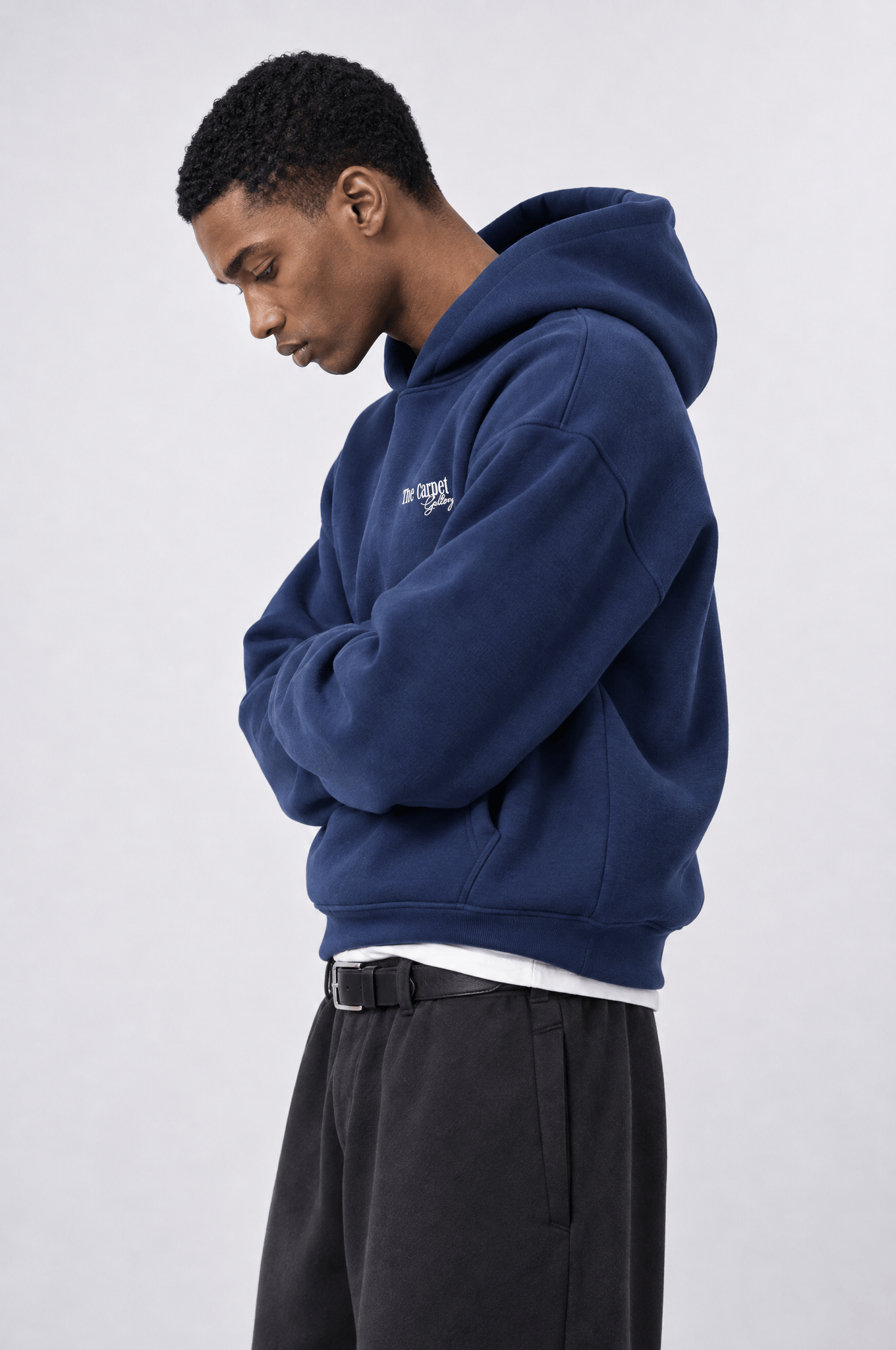 Erkek Carpet Patch Detaylı Oversize Hoodie Lacivert
