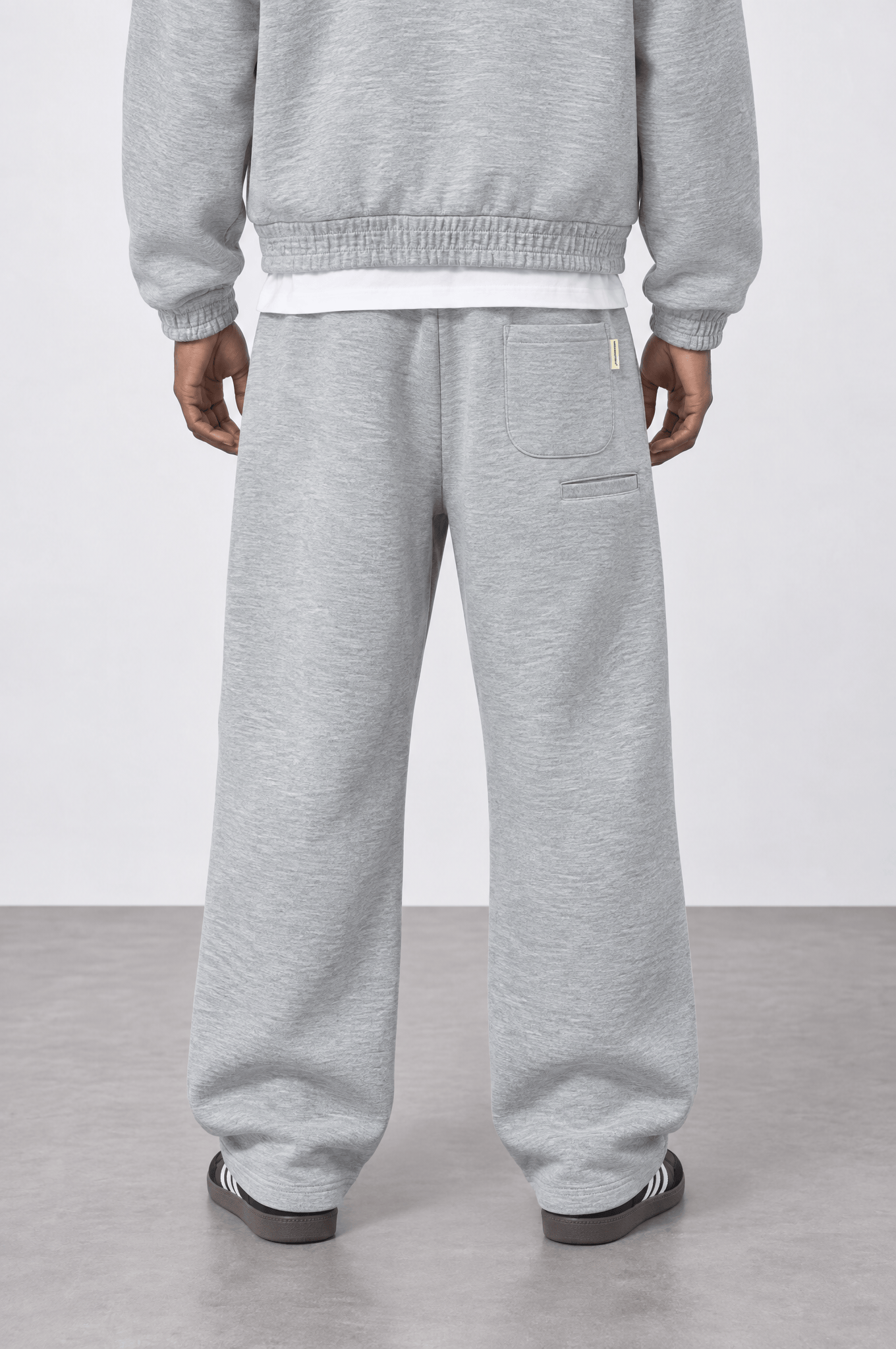 Erkek Cep Detaylı Panda Baggy Eşofman Altı Gri Melanj