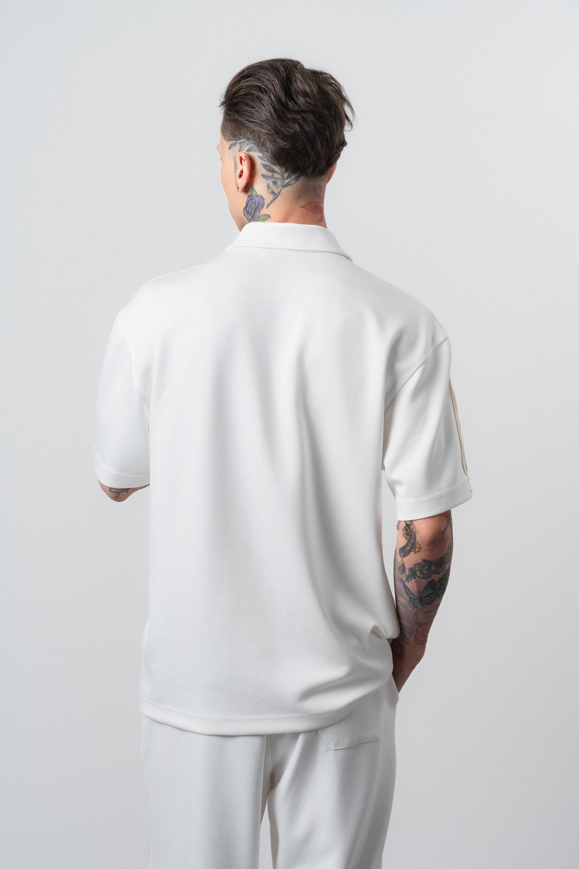 Erkek Champ Şerit Detaylı Regular Fit T-Shirt Ekru