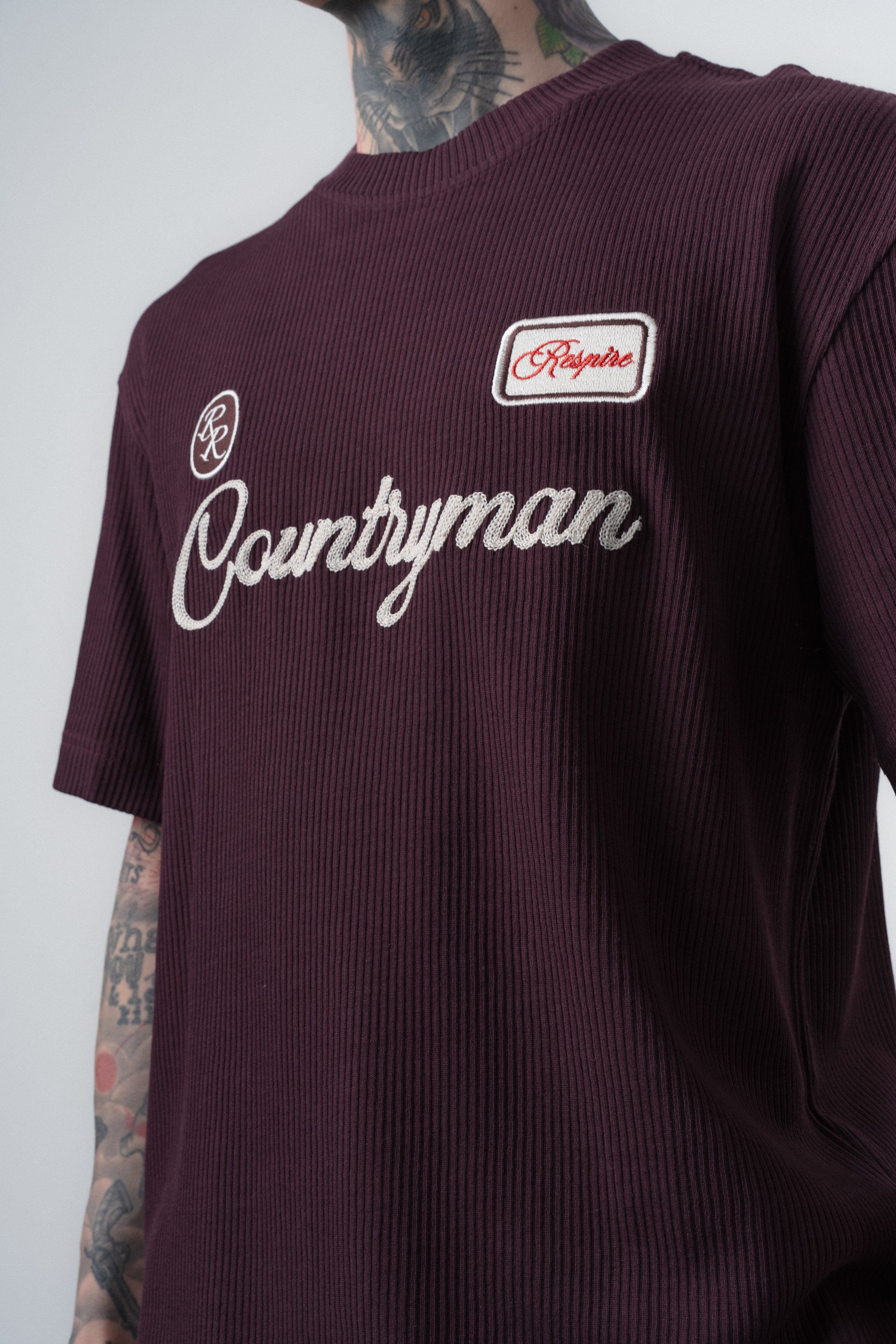 Erkek Countryman Nakışlı Regular Fit T-Shirt Bordo
