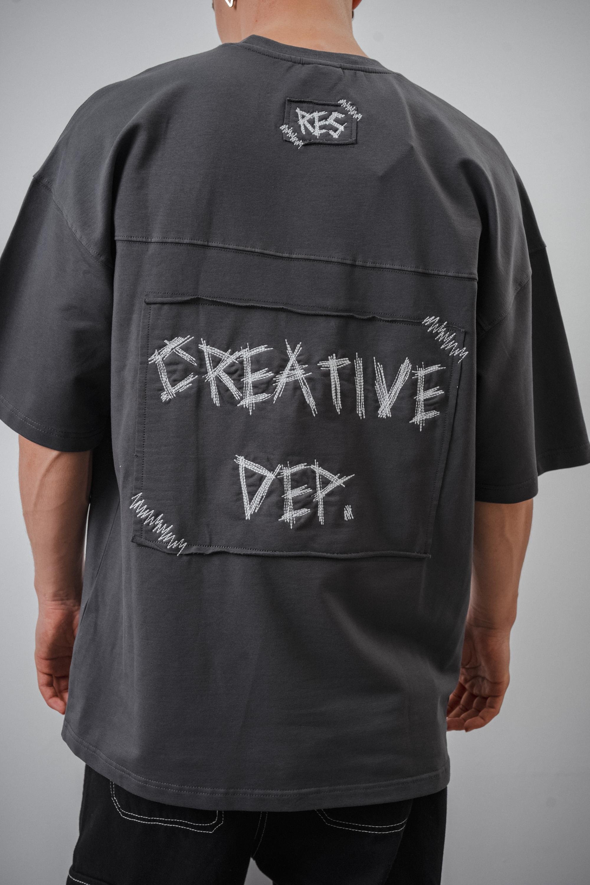 Erkek Creative Dep. Yazılı Oversize T-Shirt Siyah