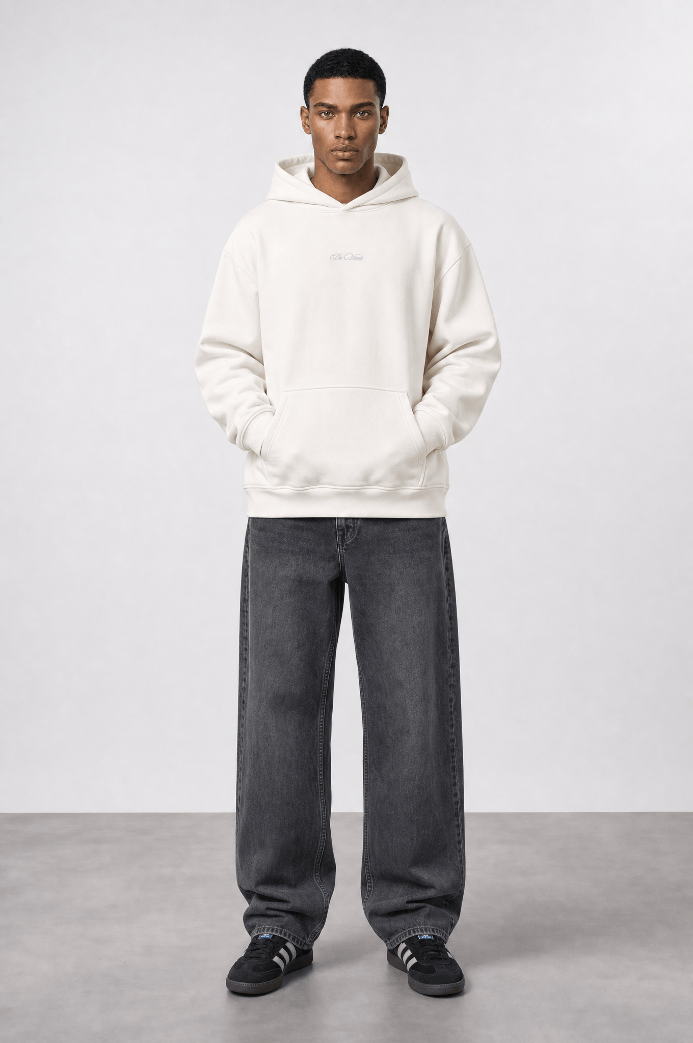 Erkek Da Vinci Baskı Detaylı Oversize Hoodie Ekru