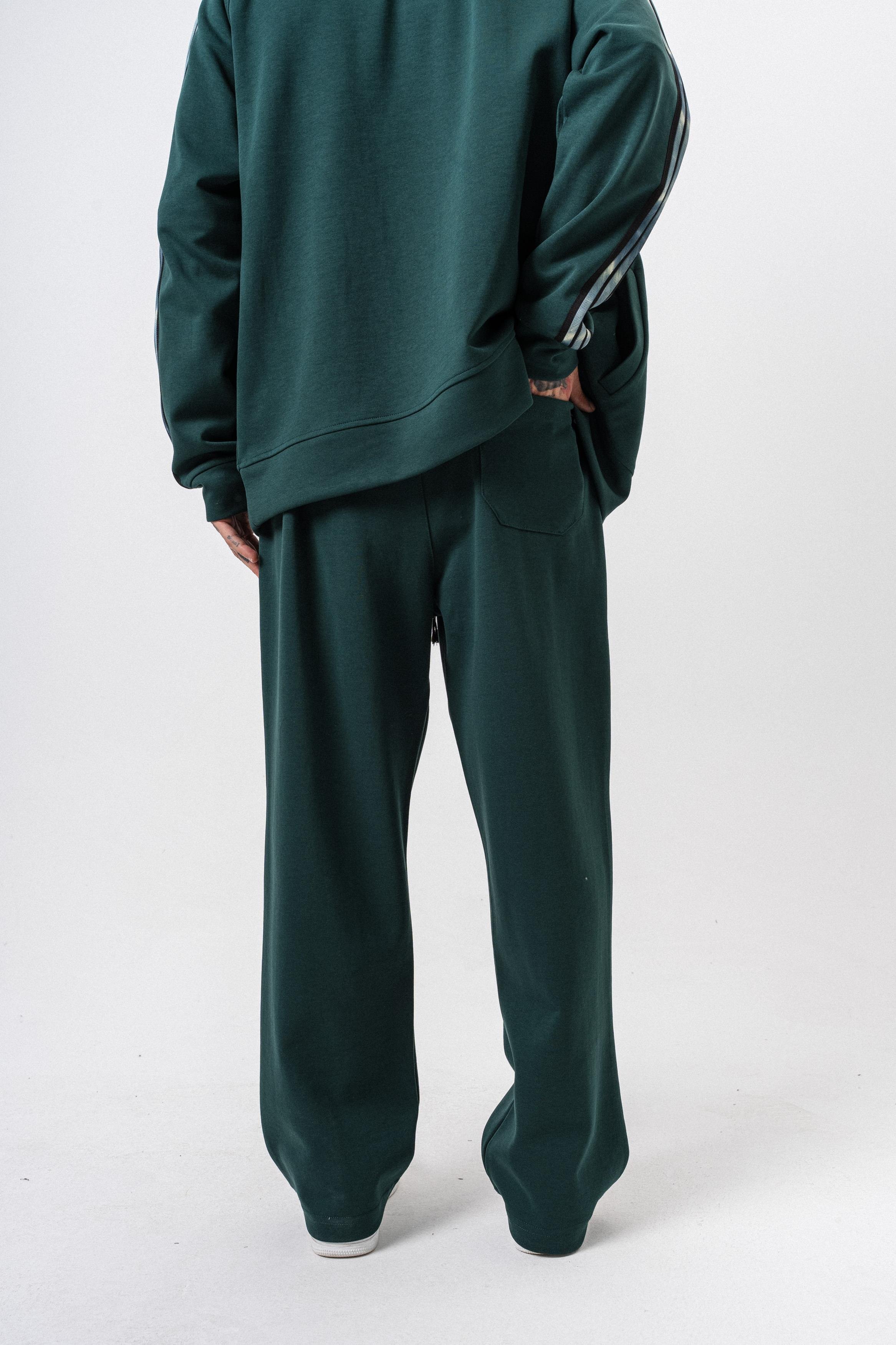 Erkek Dark Striped Şerit Detaylı Kışlık Doubleface Baggy Eşofman Altı Nefti