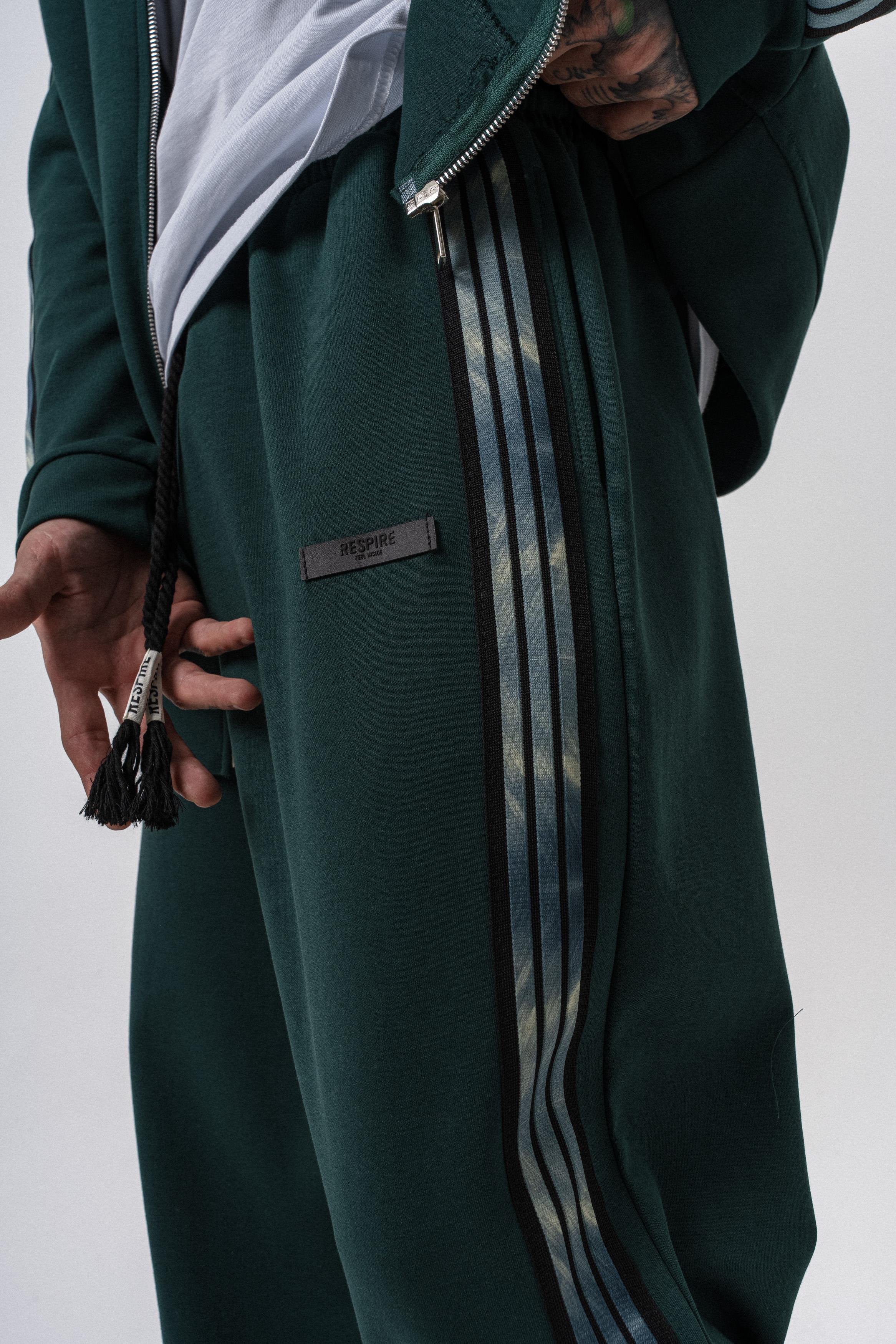 Erkek Dark Striped Şerit Detaylı Kışlık Doubleface Baggy Eşofman Altı Nefti
