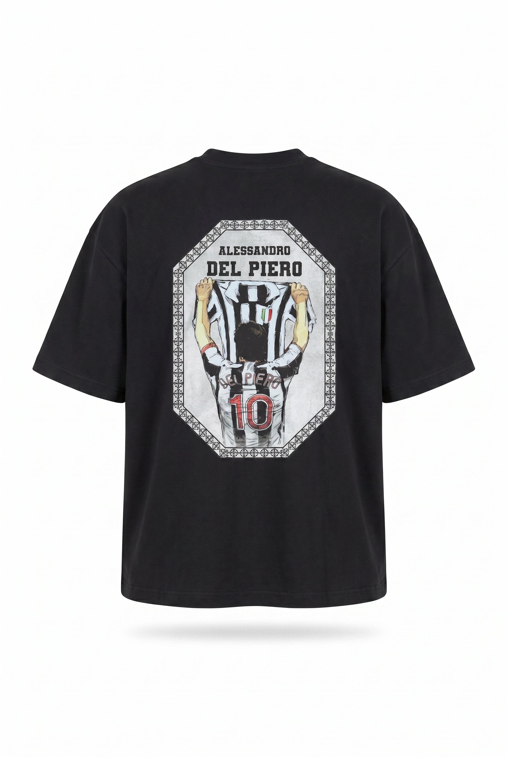 Erkek Del Piero Baskılı Oversize T-Shirt Siyah