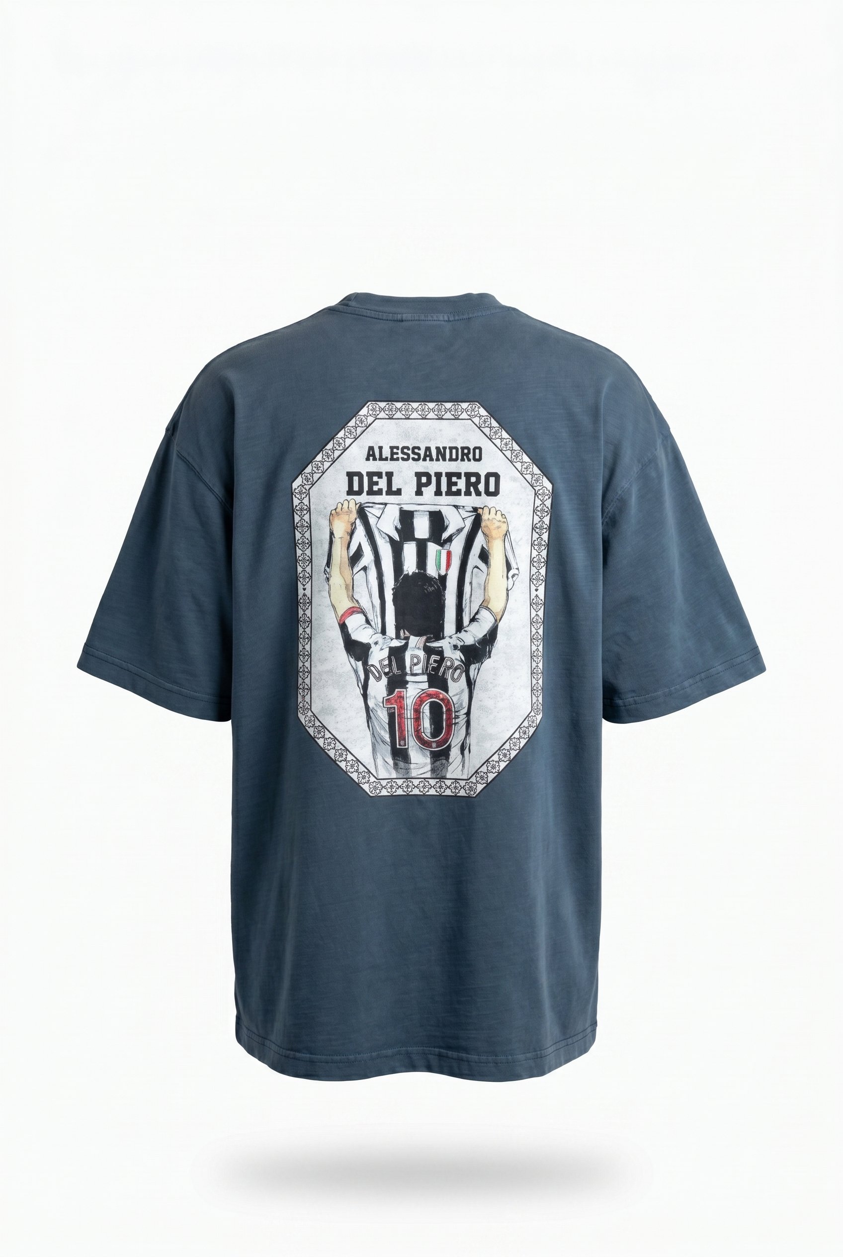 Erkek Del Piero Baskılı Oversize T-Shirt Petrol