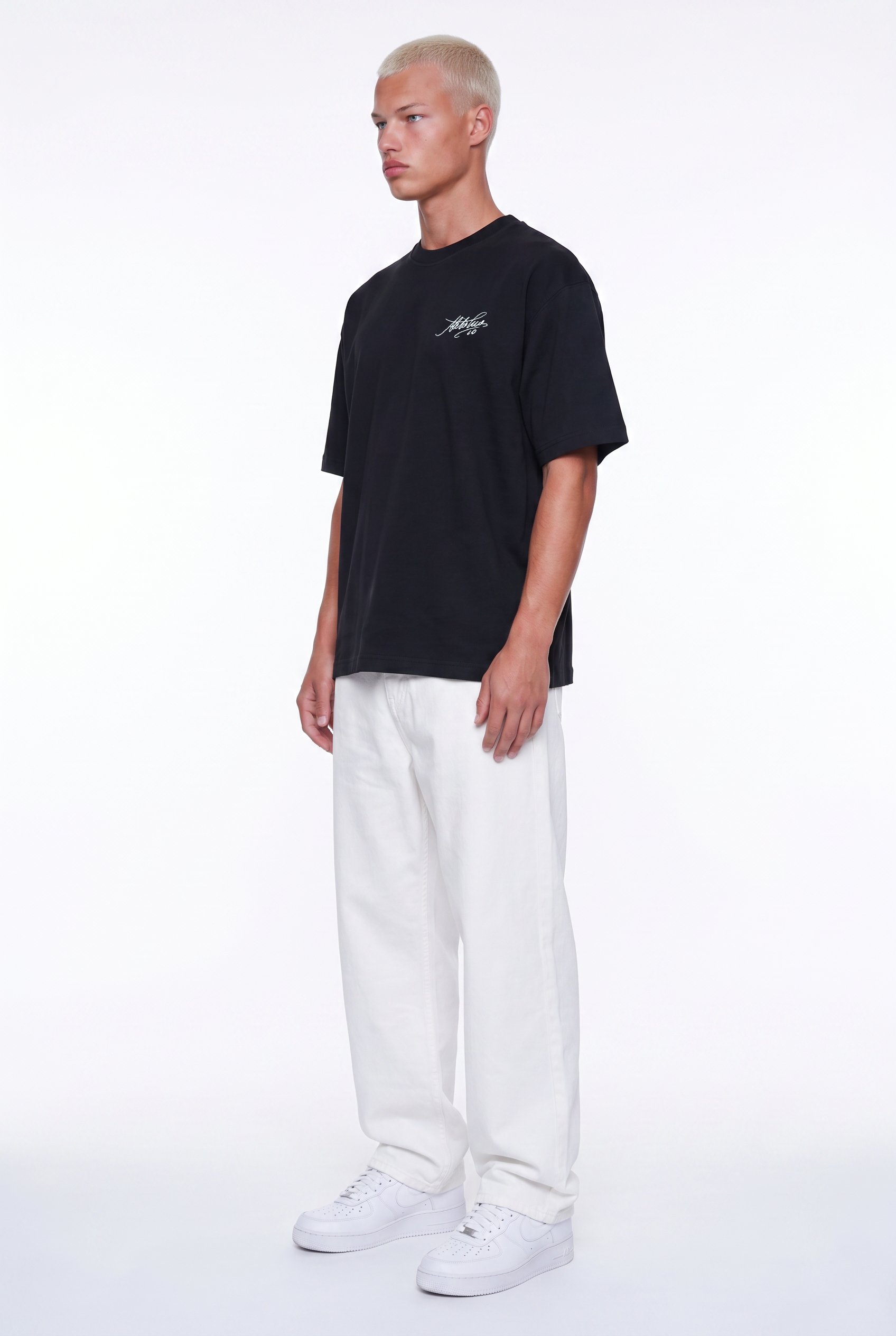 Erkek Del Piero Baskılı Oversize T-Shirt Siyah