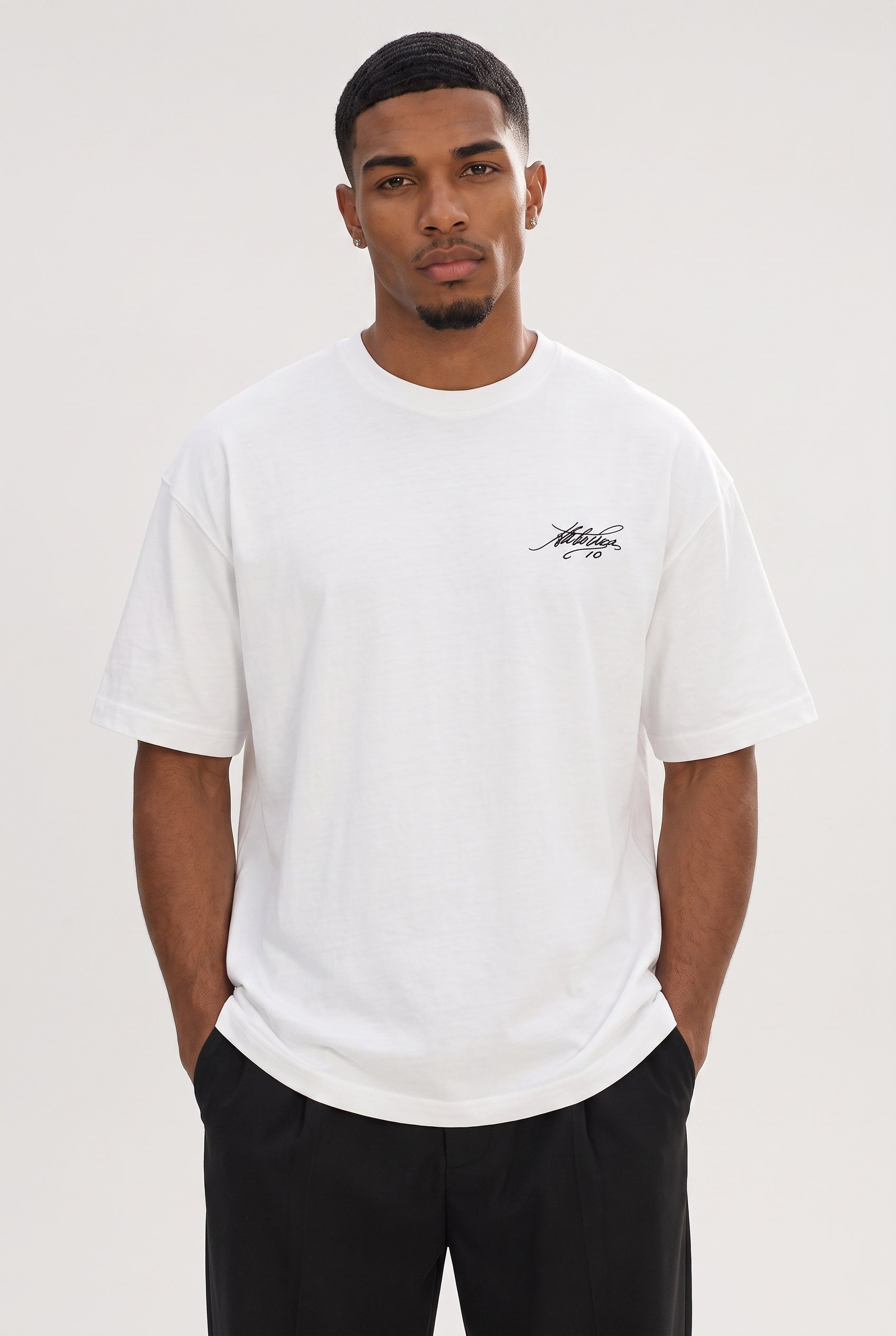 Erkek Del Piero Baskılı Oversize T-Shirt Ekru