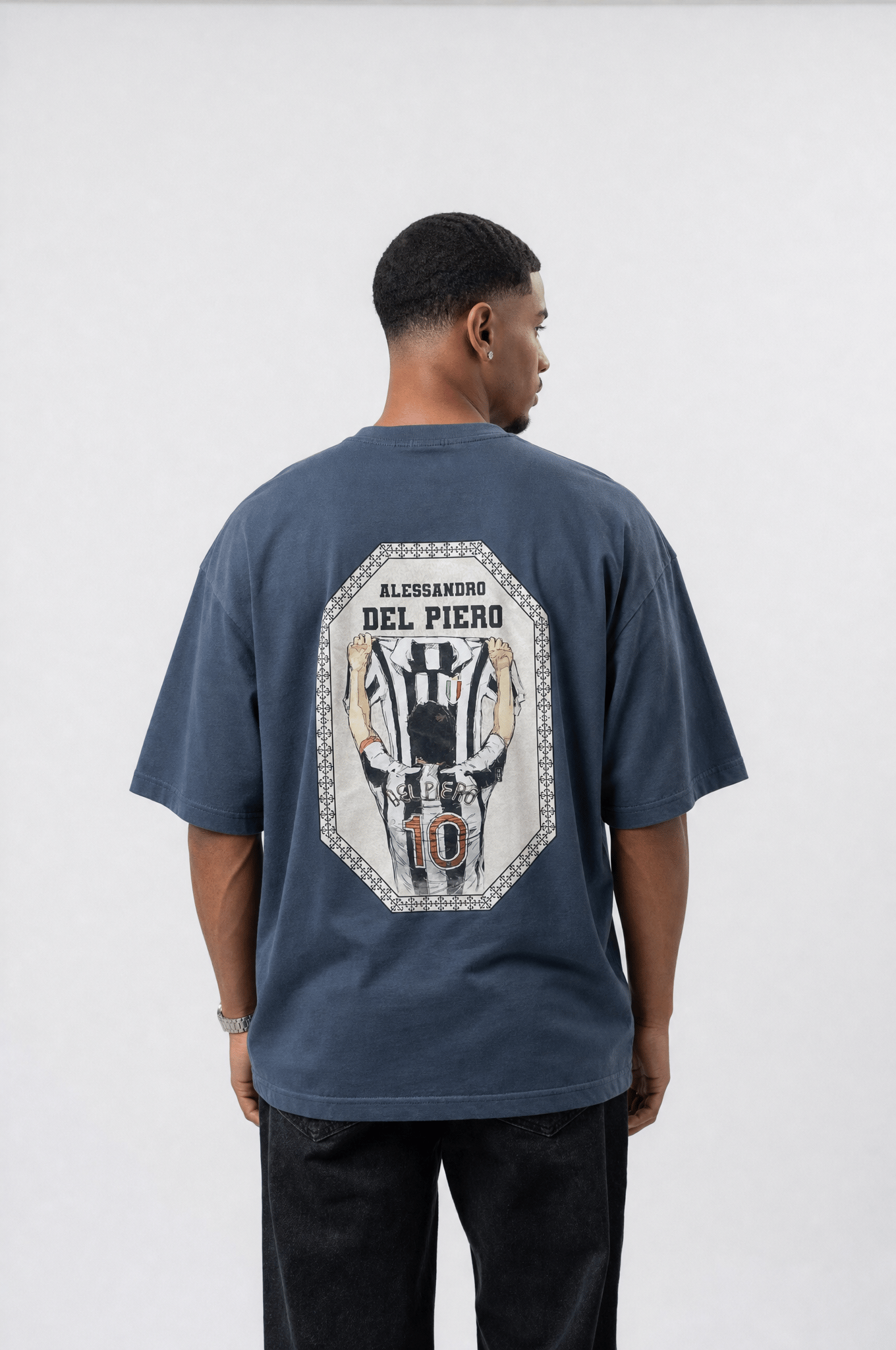 Erkek Del Piero Baskılı Oversize T-Shirt Petrol