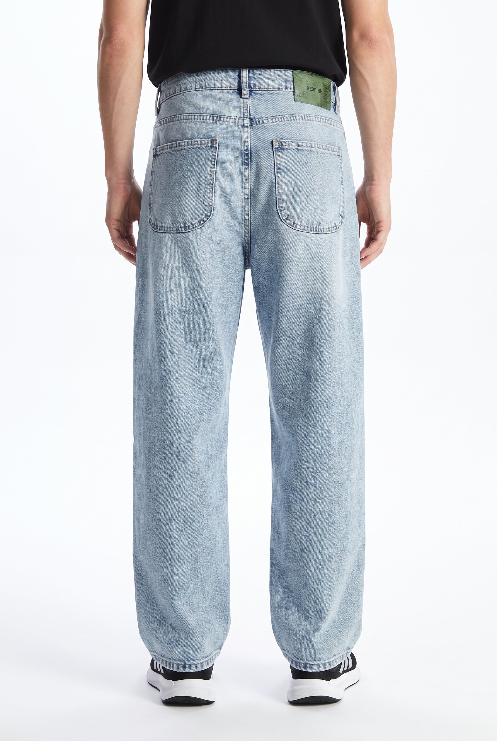 Erkek Dikiş Detaylı Baggy Jean Mavi