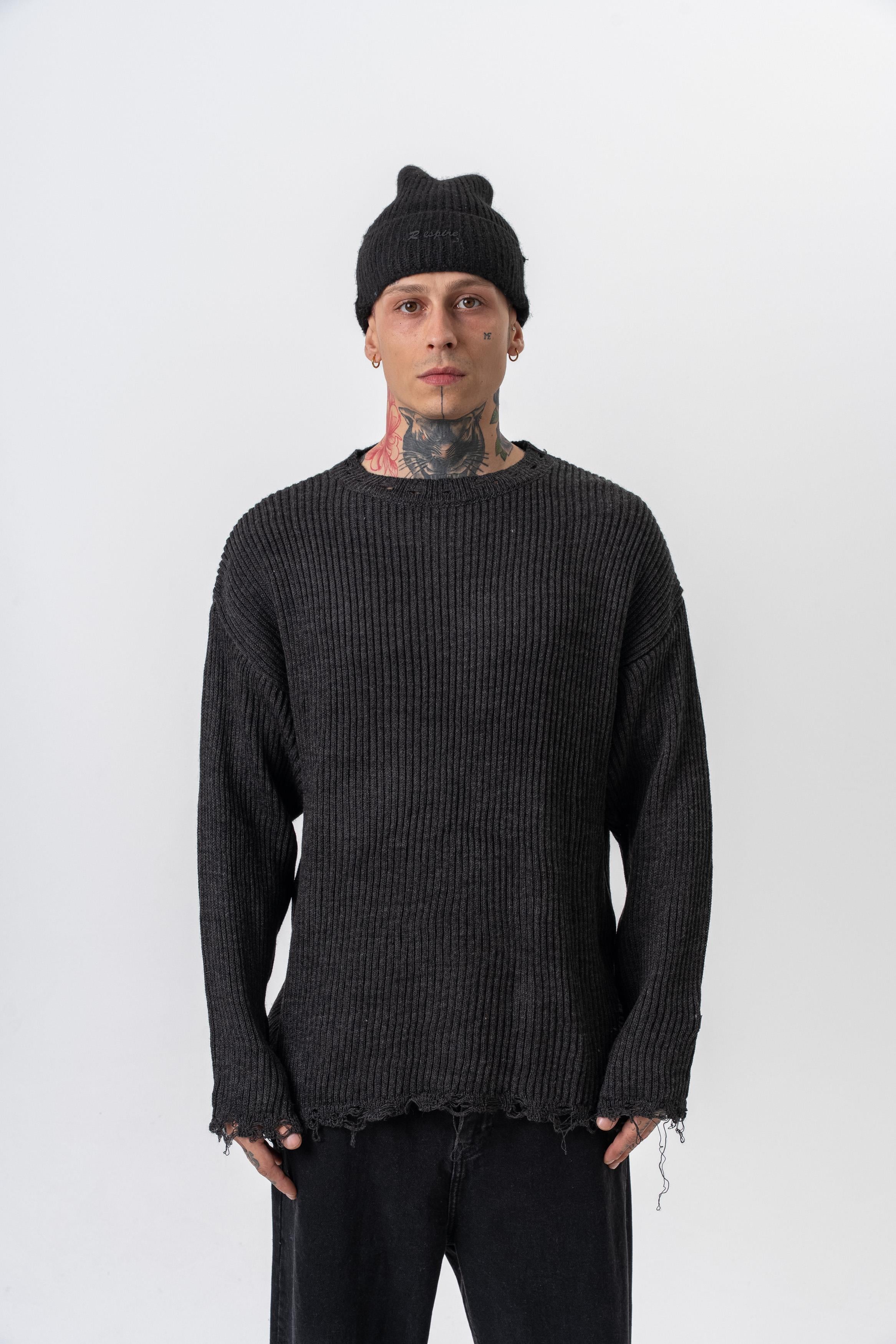 Erkek Dokulu Örme Triko Füme