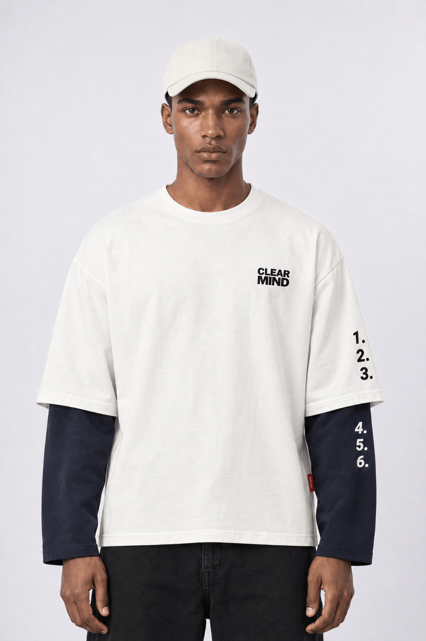 Erkek Double Sleeve Oversize Sweatshirt Ekru